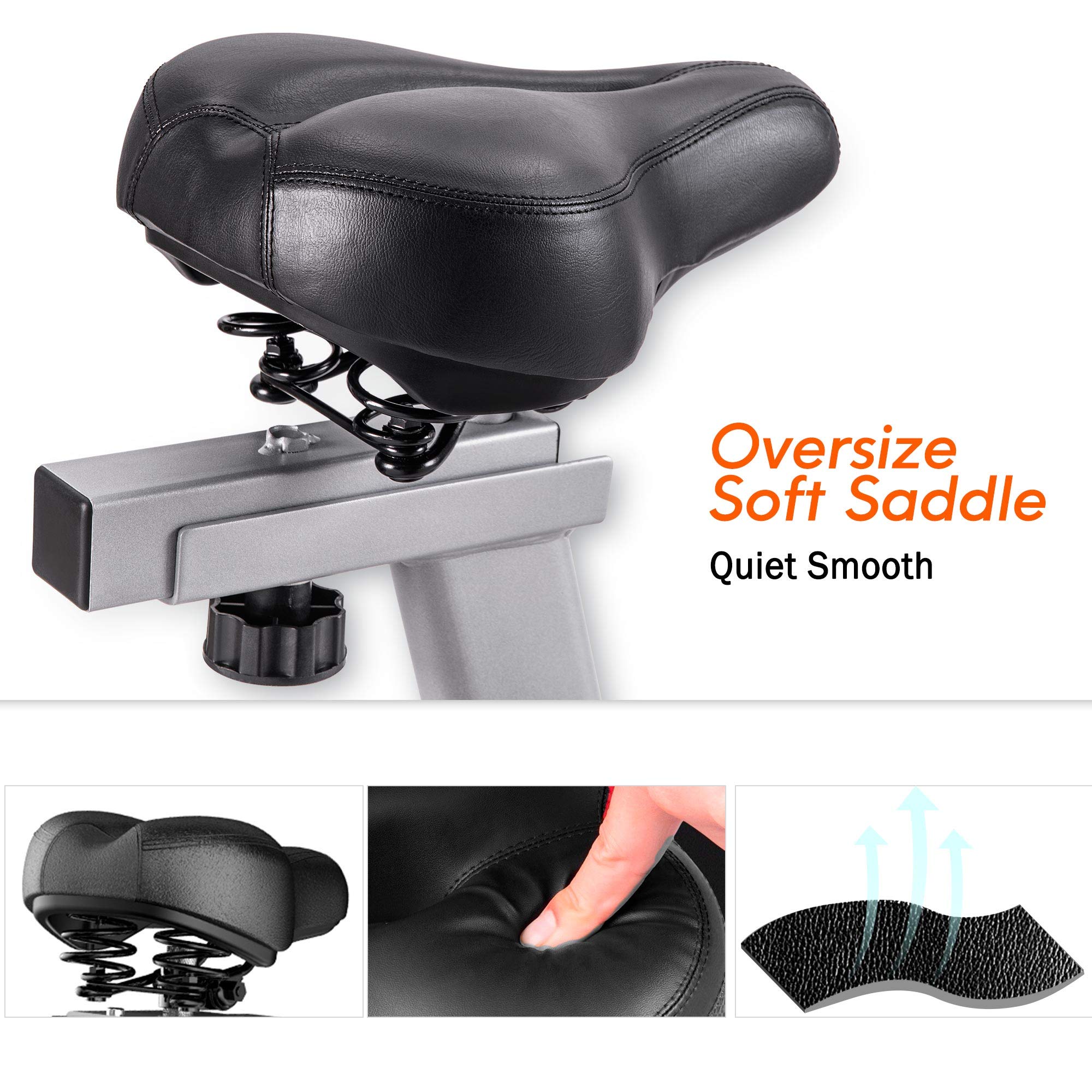 Best Belt Drive Indoor Cycling Bike - Ultra Smooth Stationary Exercise Bike with Oversized Comfort Saddle & LCD Monitor for Home Gym Workouts | Perfect for Cardio Training, Weight Loss & Spin Classes