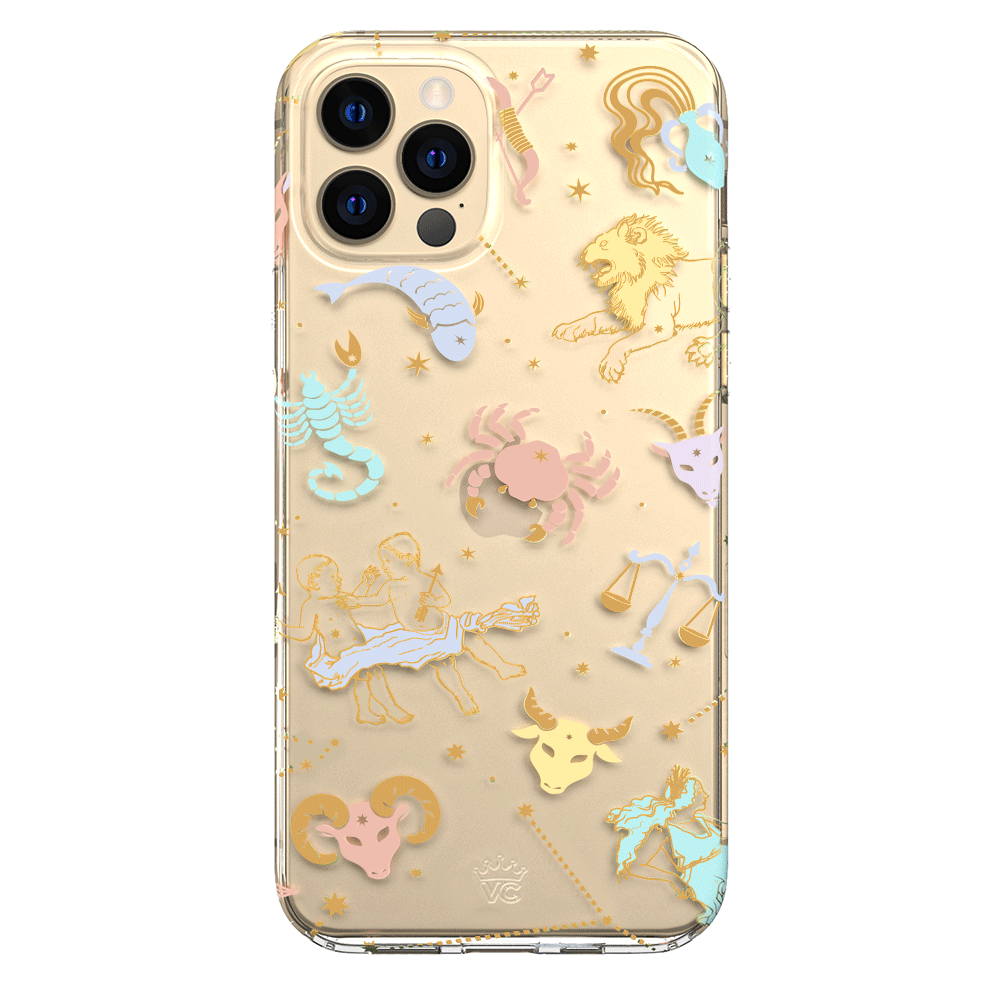 Zodiac Sign Clear iPhone Case - Slim Protective Cover for iPhone 12/13/14/15 Pro Max - Perfect for Daily Use, Work & Travel