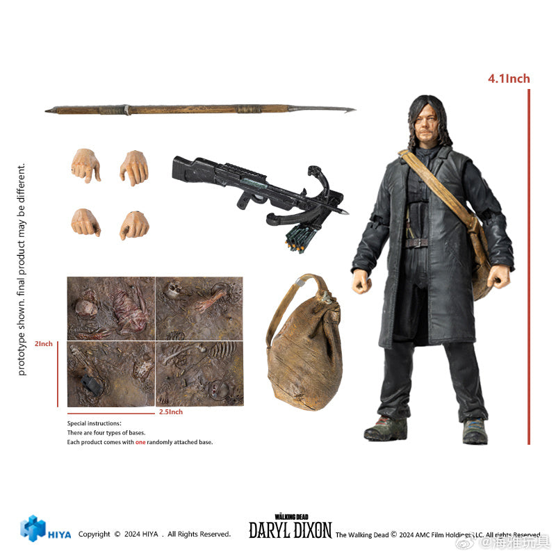 PRE ORDER - Hiya 1/18 Scale 4-Inch The Walking Dead Daryl Dixon Action Figure - Exquisite Mini Collectible Series for Display & Role Play - Perfect for Fans, Collectors & Gift Giving