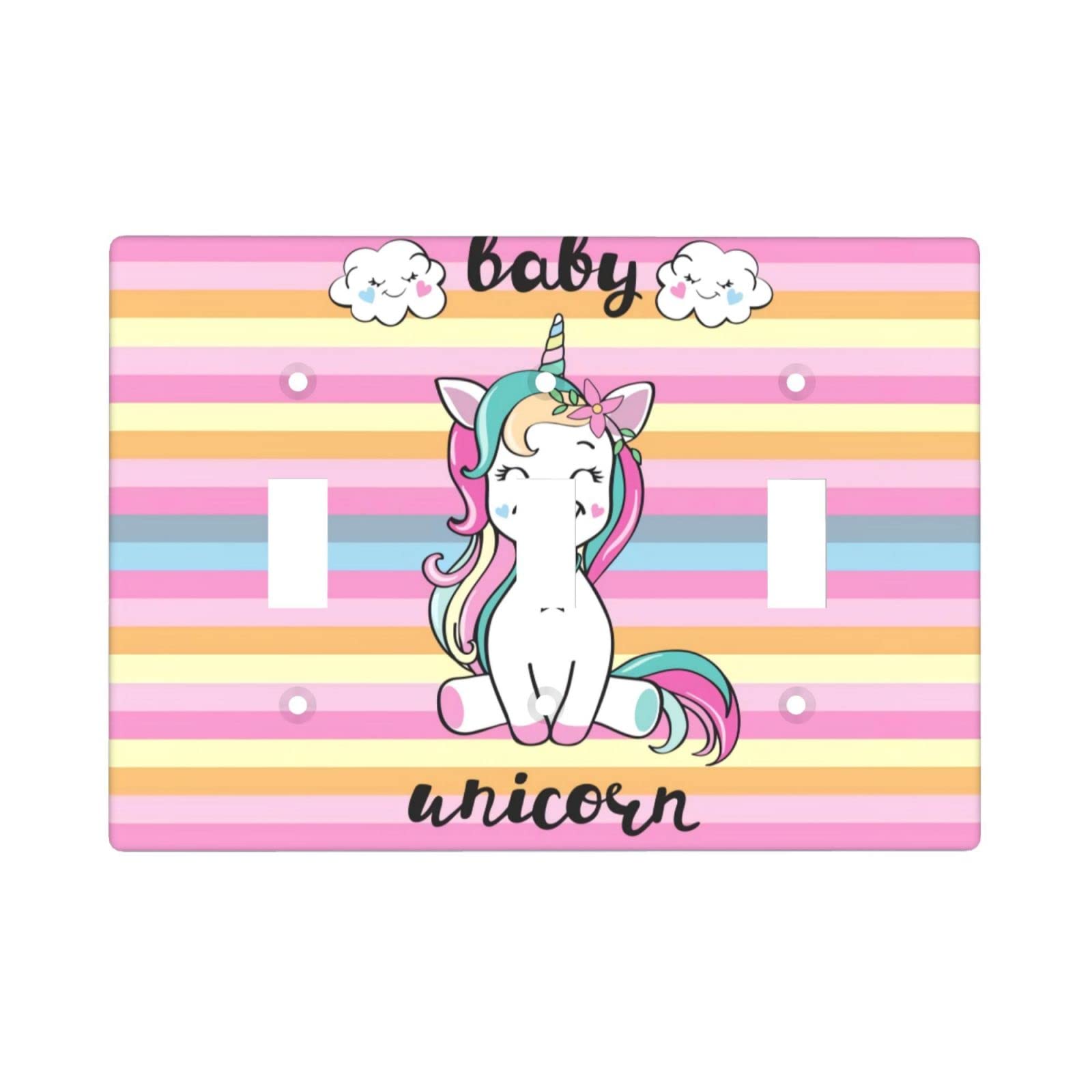 Magical Unicorn Light Switch Cover - Decorative 3 Gang Toggle Wall Plate for Home, Kitchen & Bedroom - Cute Unicorn-Themed Room Decor Accessory - Perfect for Kids' Rooms, Nursery & Fantasy Themed Spaces