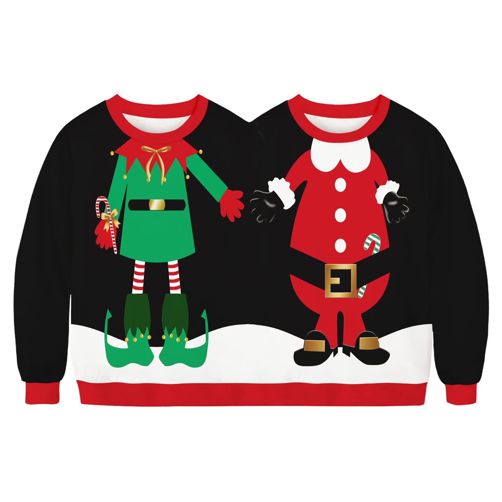 Funny 3D Printed Ugly Christmas Sweatshirts for Couples - Matching Two-Person Novelty Pullover for Men & Women - Perfect for Holiday Parties, Family Photos & Festive Gift Giving