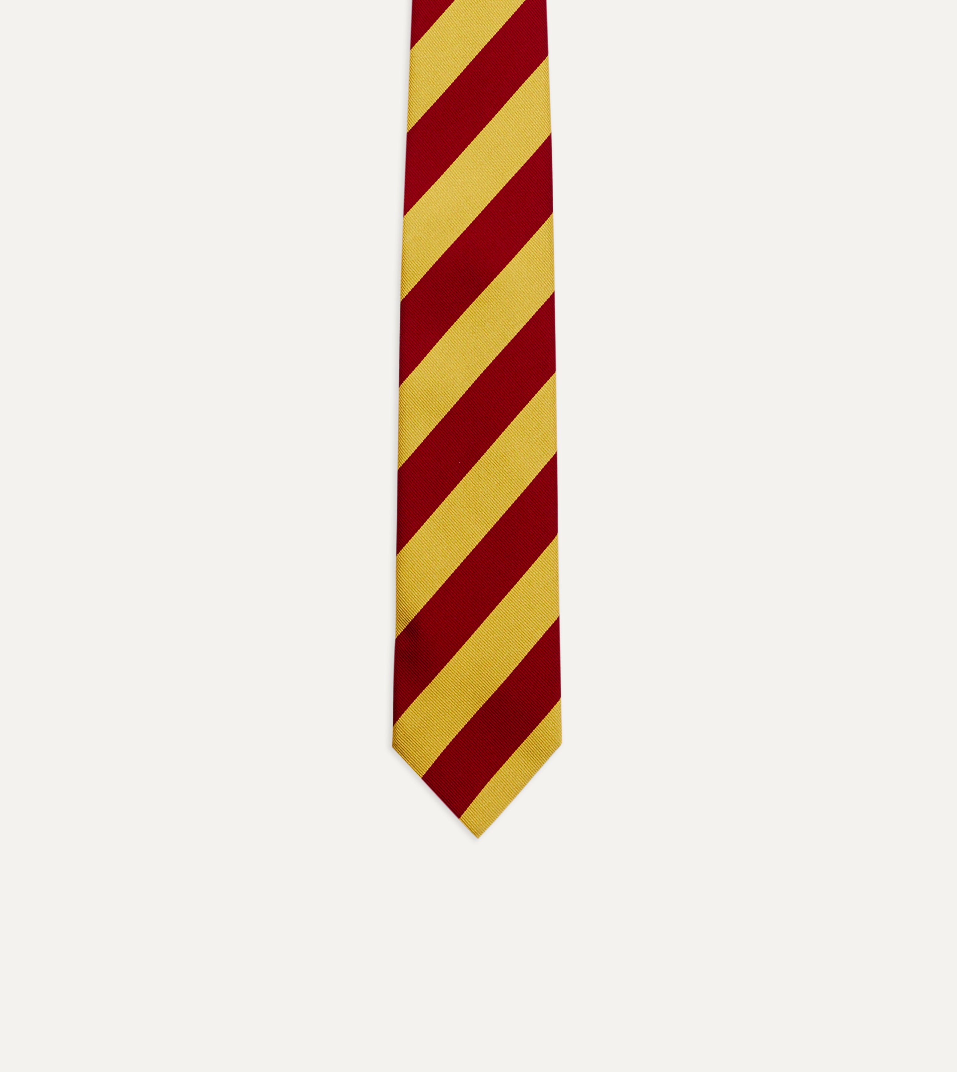 Red and Yellow Striped Silk Necktie for Men - Elegant Formal Business Tie for Weddings, Office & Special Occasions