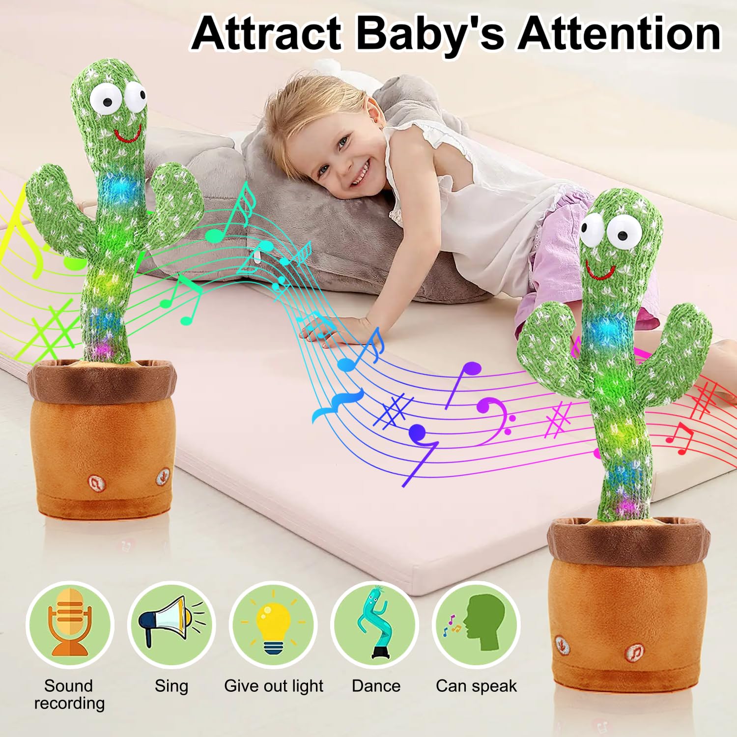 Interactive Talking Cactus Toy - Repeats & Sings with Dancing Motion - Fun Educational Plush Gift for Boys, Girls & Kids | Perfect for Birthday Presents, Learning Playtime & Nursery Decor