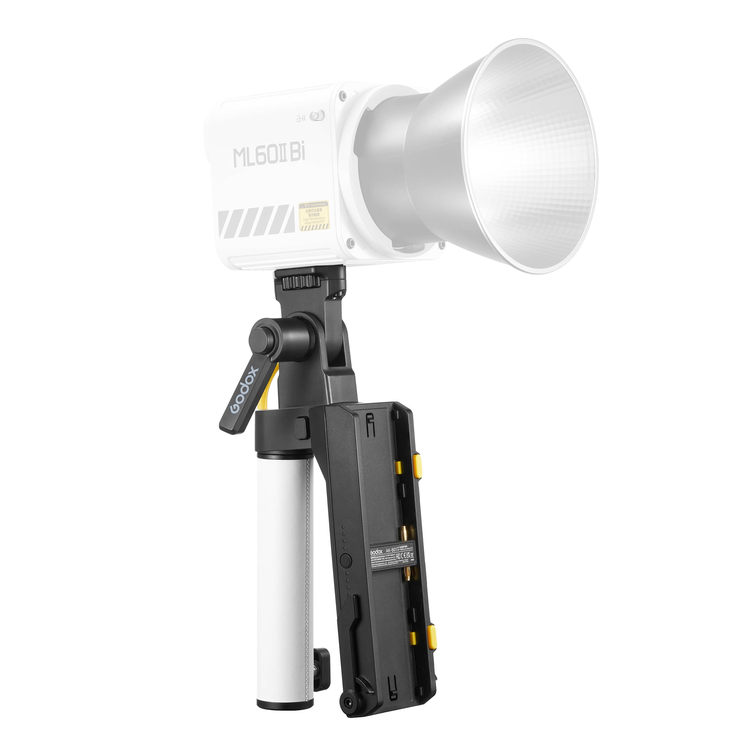 AK B01 Battery Grip Handle Kit for Godox ML60II & ML100 Series - Durable Power Solution for Continuous LED Lighting in Photography & Videography