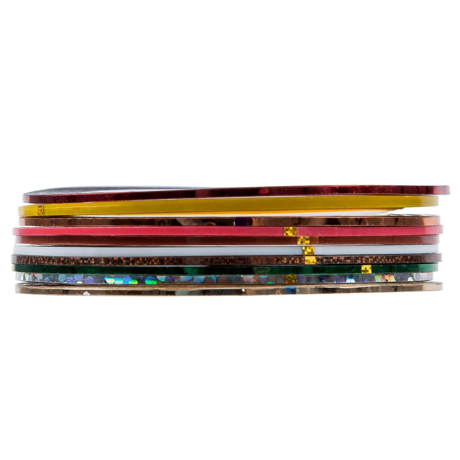 KYLE 10 Pack Holographic Nail Tape Stripe Decoration Stickers for Nail Art - Perfect for DIY Manicures, Salon Nails, and Party Glam Looks