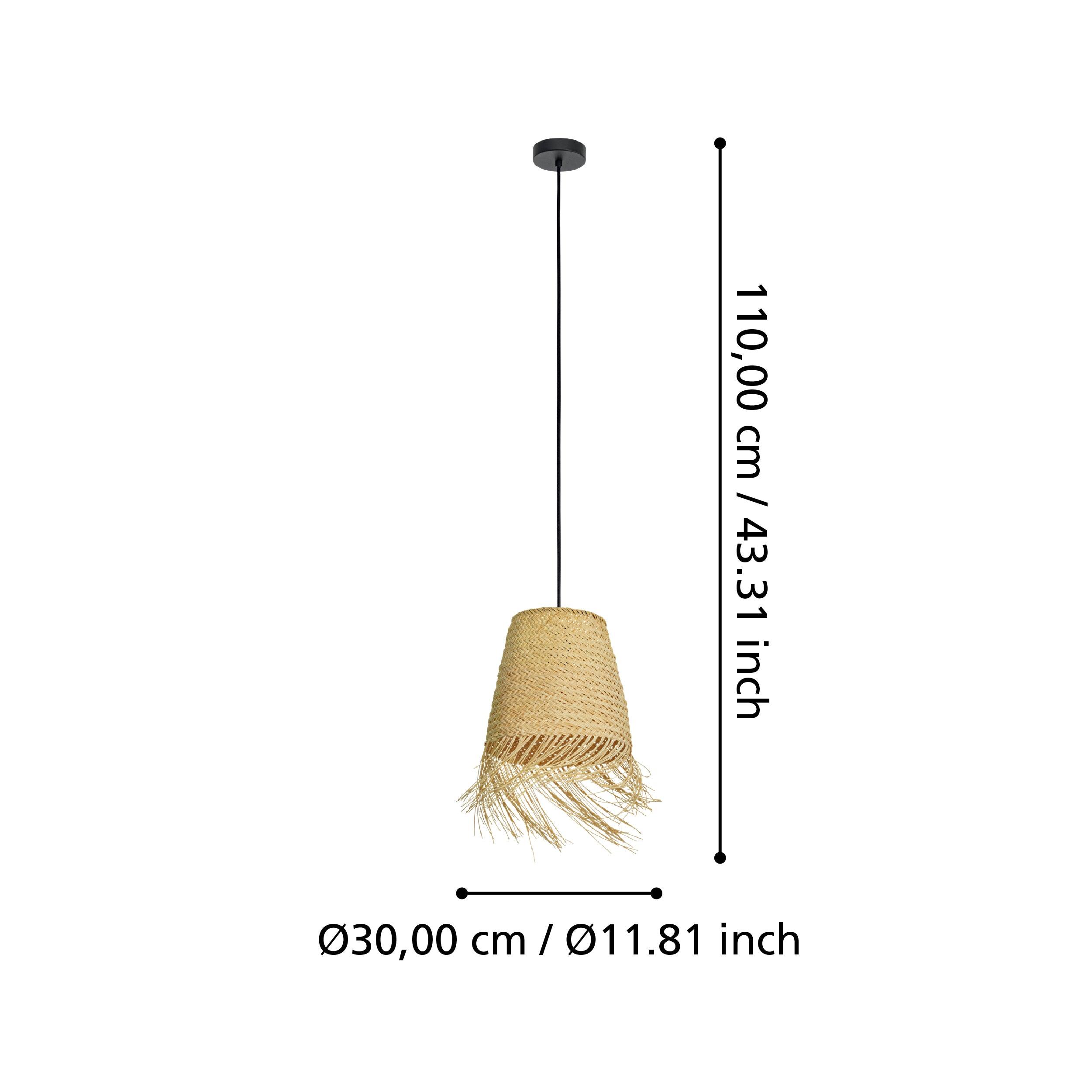 Eglo Aycliffe Rustic Seagrass Ceiling Pendant Light Fixture - Farmhouse Style Natural Woven Shade for Kitchen Island, Dining Room, or Bedroom Lighting