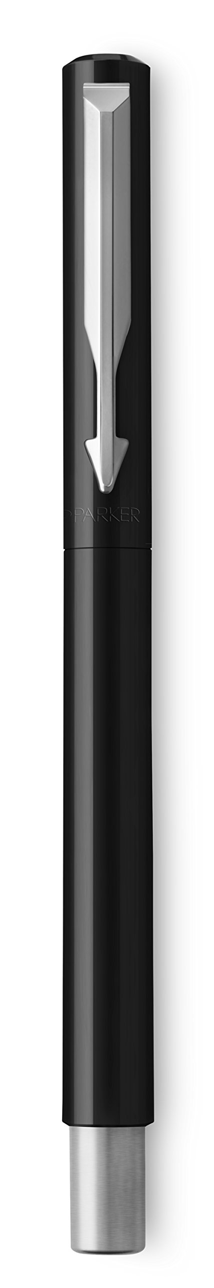 PARKER Vector Fountain Pen - Black with Chrome Trim, Fine Nib, Blue Ink in Gift Box | Premium Writing Instrument for Professionals, Students & Calligraphy | Ideal for Office, School & Luxury Gifts