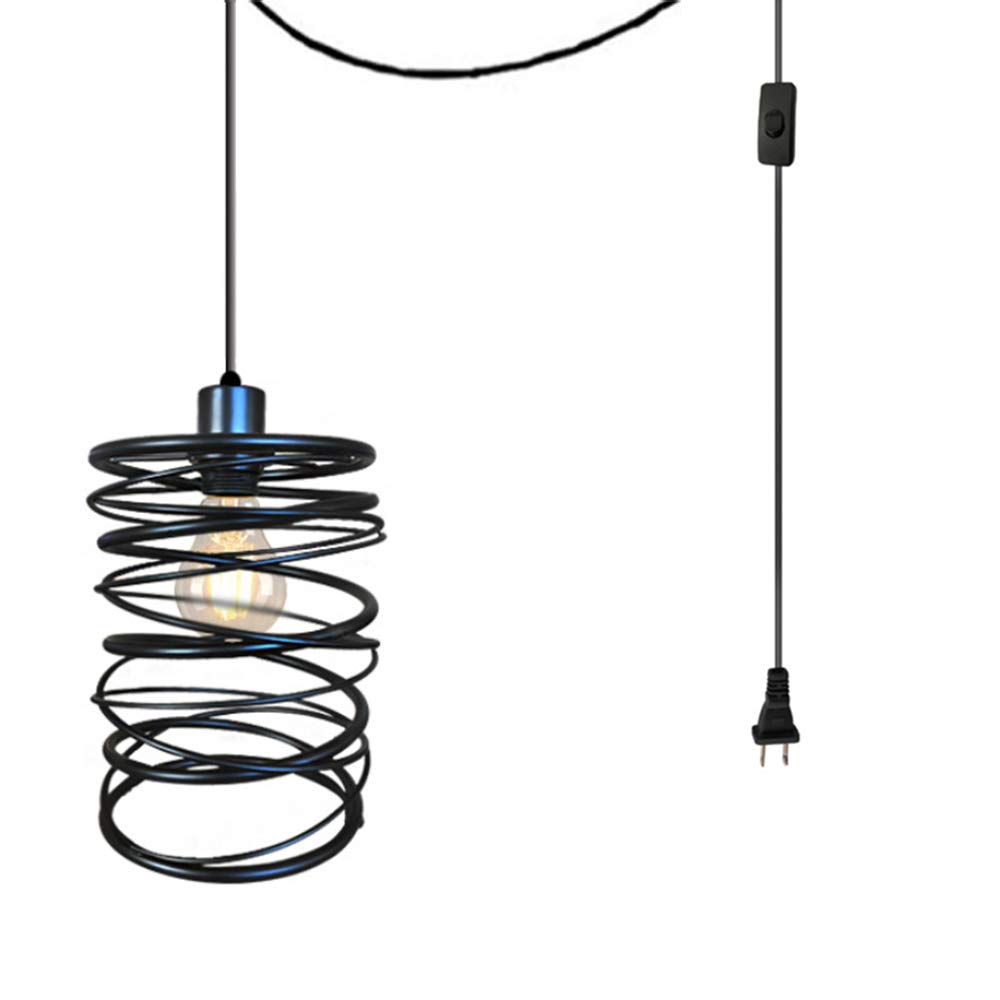 Vintage Industrial E26 Plug-in Pendant Hanging Light with 16.4 FT Cord & On/Off Switch - Kitchen Island, Bedroom, Dining Room, Living Room Ceiling Lighting | Perfect for Farmhouse Decor, Coffee Shops & Restaurant Ambiance