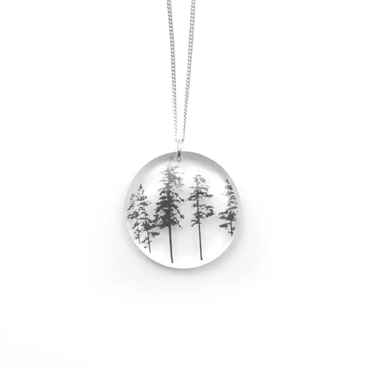 Black Drop Designs Round Forest Pendant Necklace for Women - Elegant Nature-Inspired Jewelry for Everyday Wear & Special Occasions