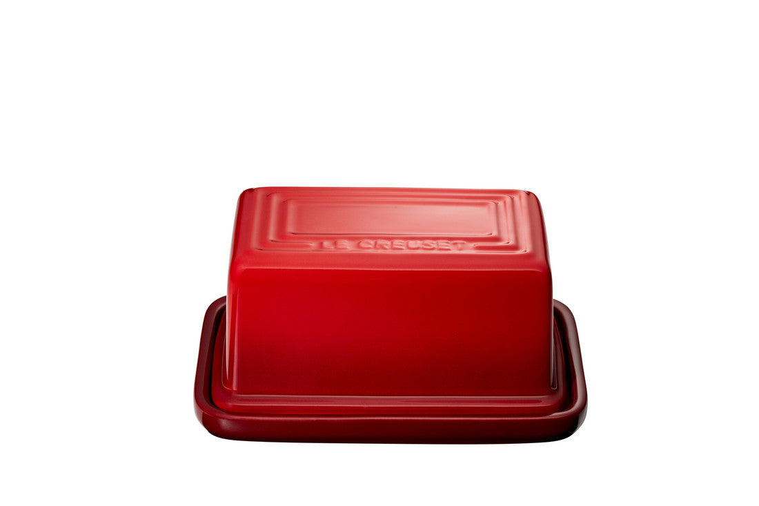 Le Creuset 1lb Butter Dish - Cerise Red Enameled Cast Iron Butter Keeper with Lid | Perfect for Kitchen Counter Storage, Dining Table Display & Gift Giving