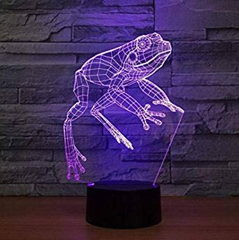 3D Frog Night Light Lamp - 7 Color Changing LED Illusion Night Light with Touch Switch, USB Powered, Acrylic ABS Base - Perfect for Kids' Room, Nursery Decor, Birthday Gifts & Desk Decoration (Bus Design)