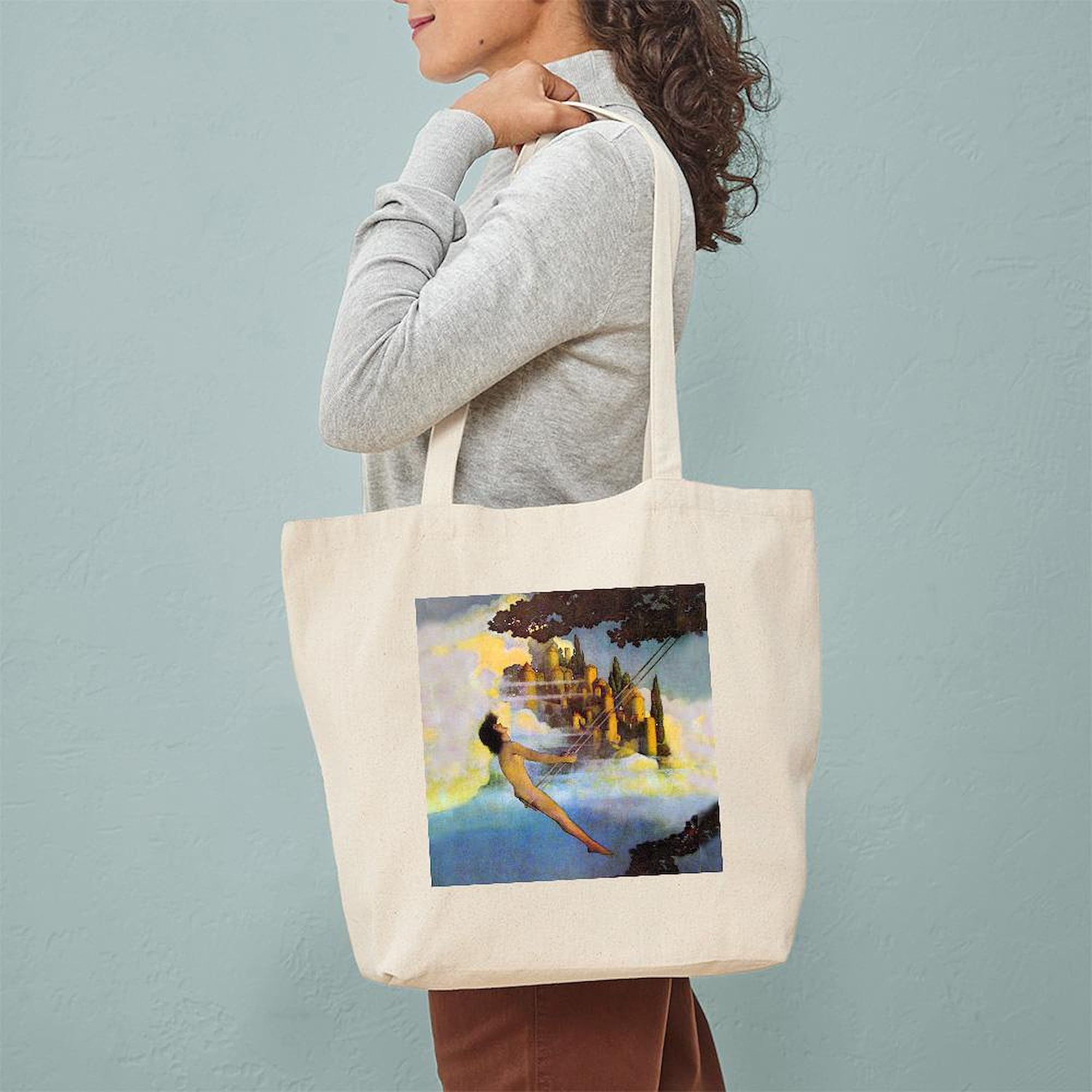 Maxfield Parrish Dinky Bird Canvas Tote Bag - Natural Reusable Shopping Bag for Groceries, Beach & Daily Use | Eco-Friendly Cotton Tote with Artistic Design