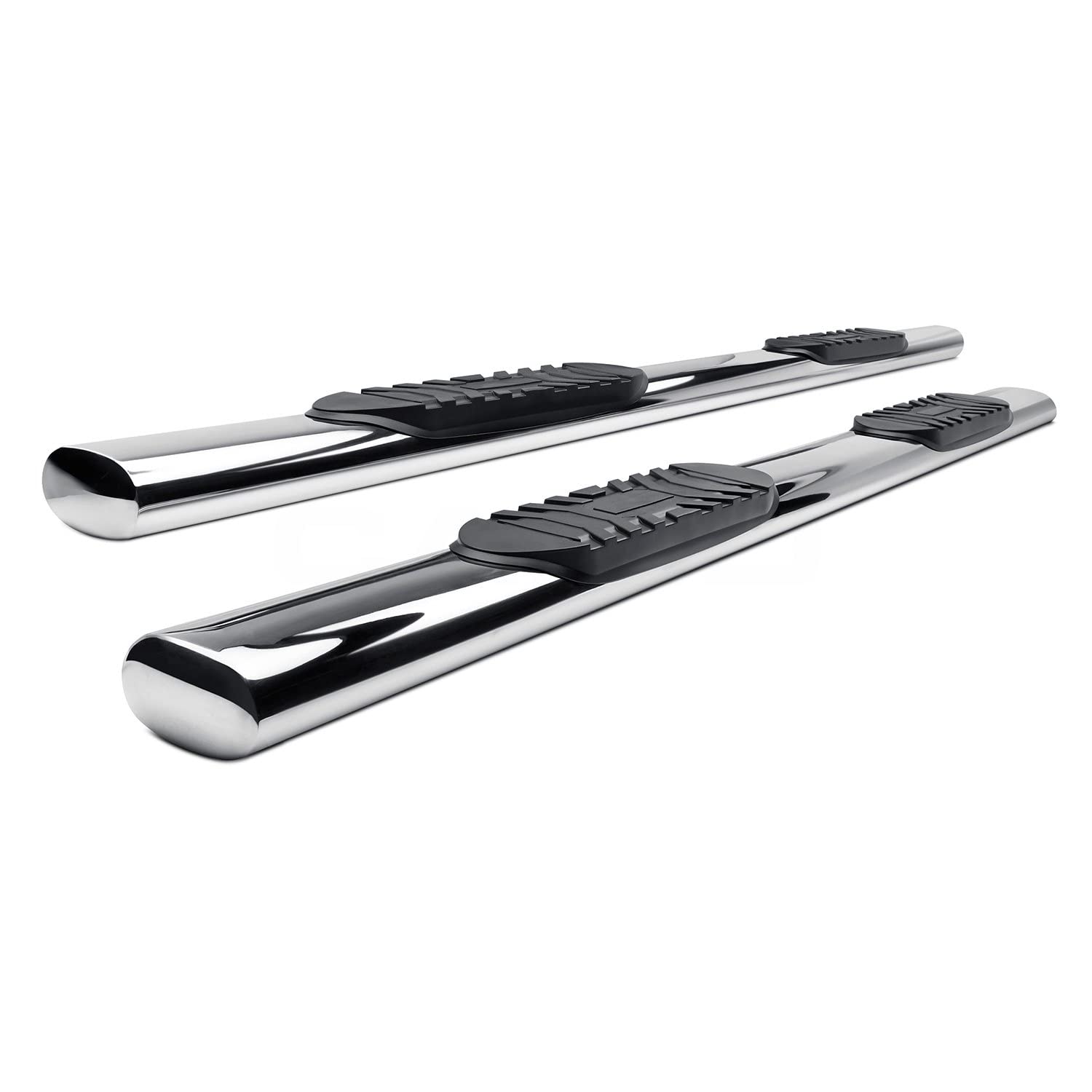 Steelcraft 414309 5-Inch Oval Side Bar - Polished Stainless Steel Truck Running Boards for Ford F150, Silverado & Ram 1500 - Durable Off-Road Protection & Stylish Upgrade