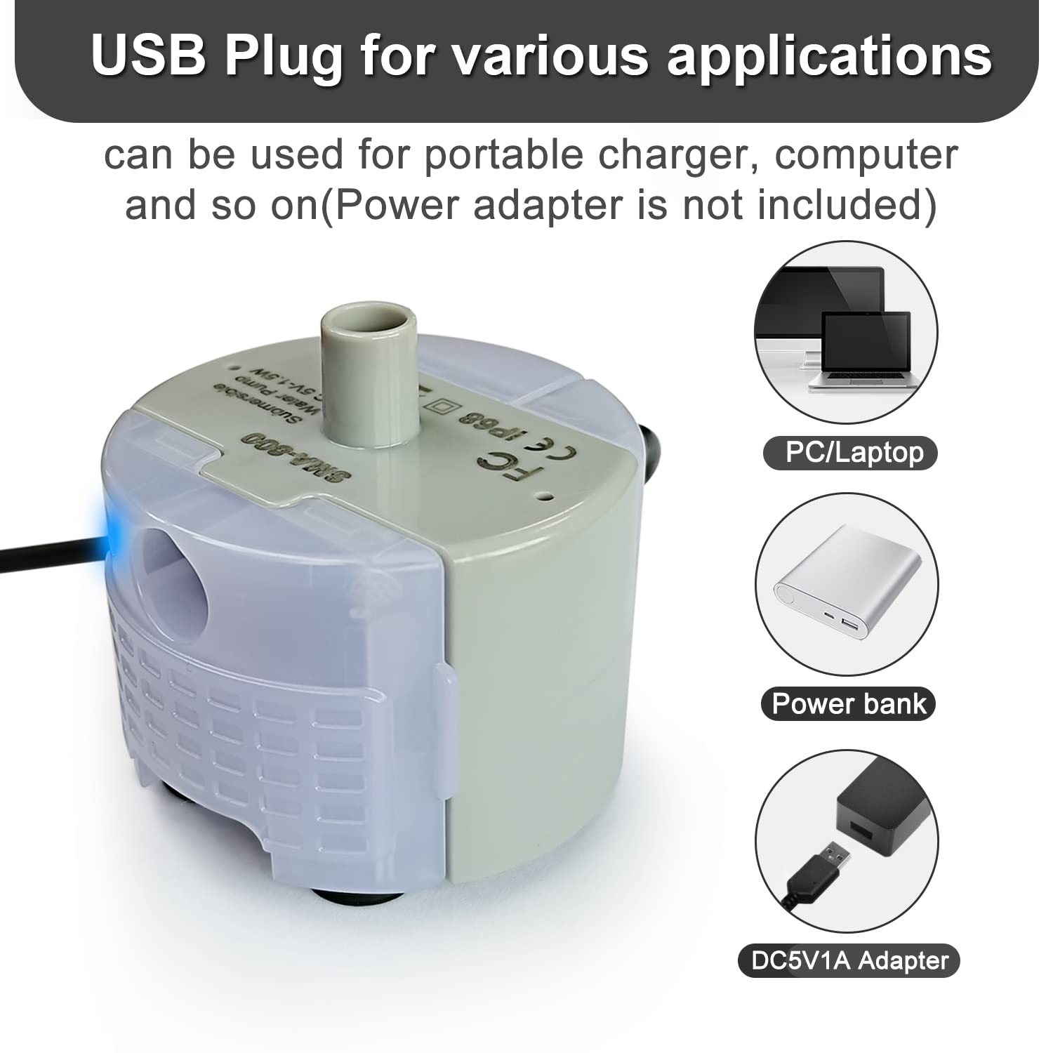 Cat Water Fountain Pump Replacement SMA-800 Motor - Quiet & Durable Pet Water Dispenser Pump for Cats, Dogs, and Small Animals