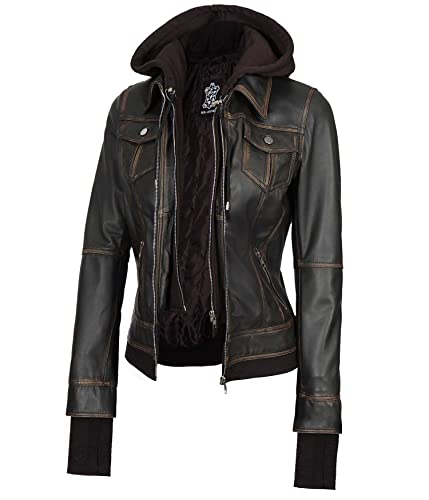 Tralee - Brown Ruboff Hooded Leather Jacket