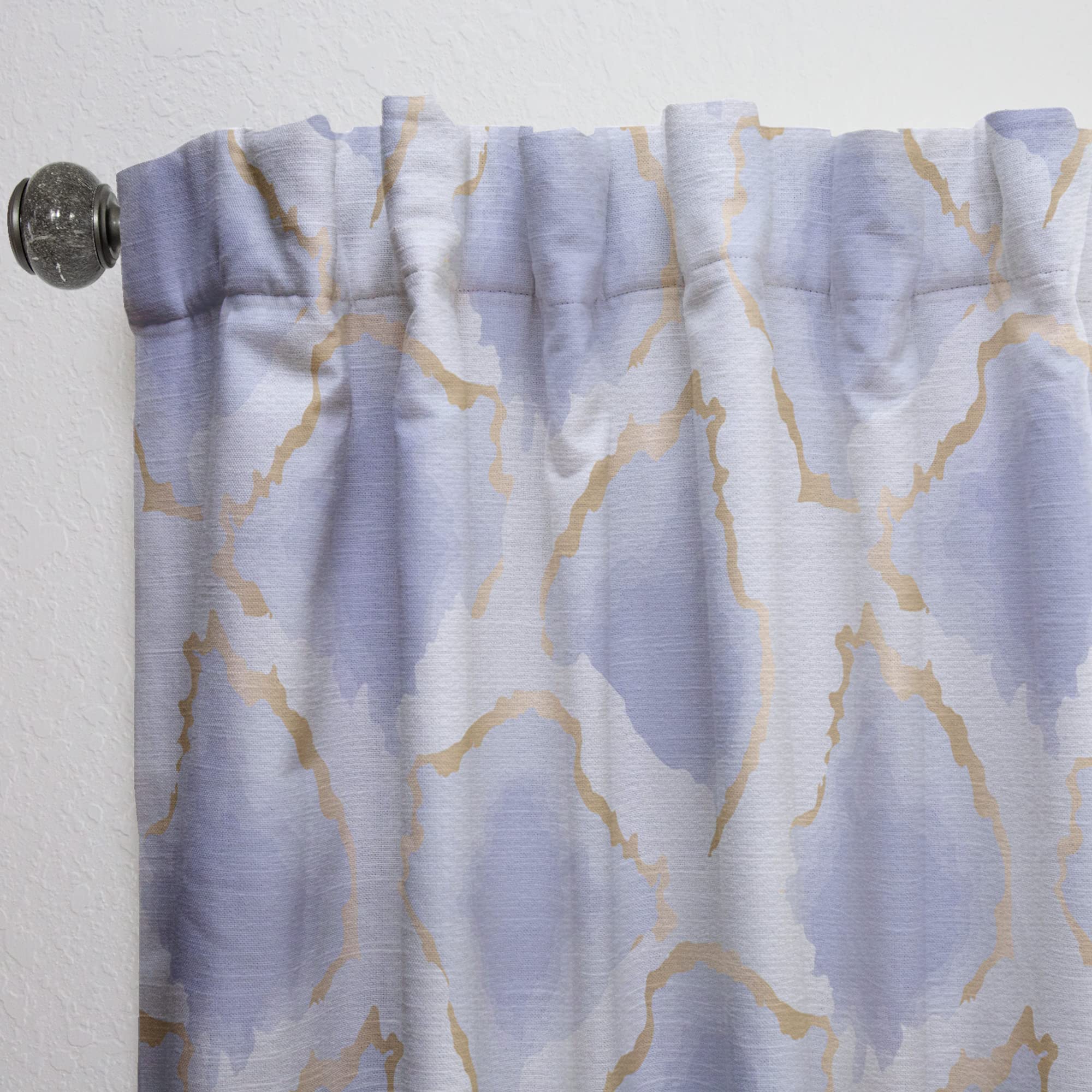 Pastel Blue & Gold Abstract Print Thermal Insulated Curtains - 52x120 Inch Single Panel for Bedroom & Living Room - Light Filtering, Noise Reducing, Energy Saving Window Drapes