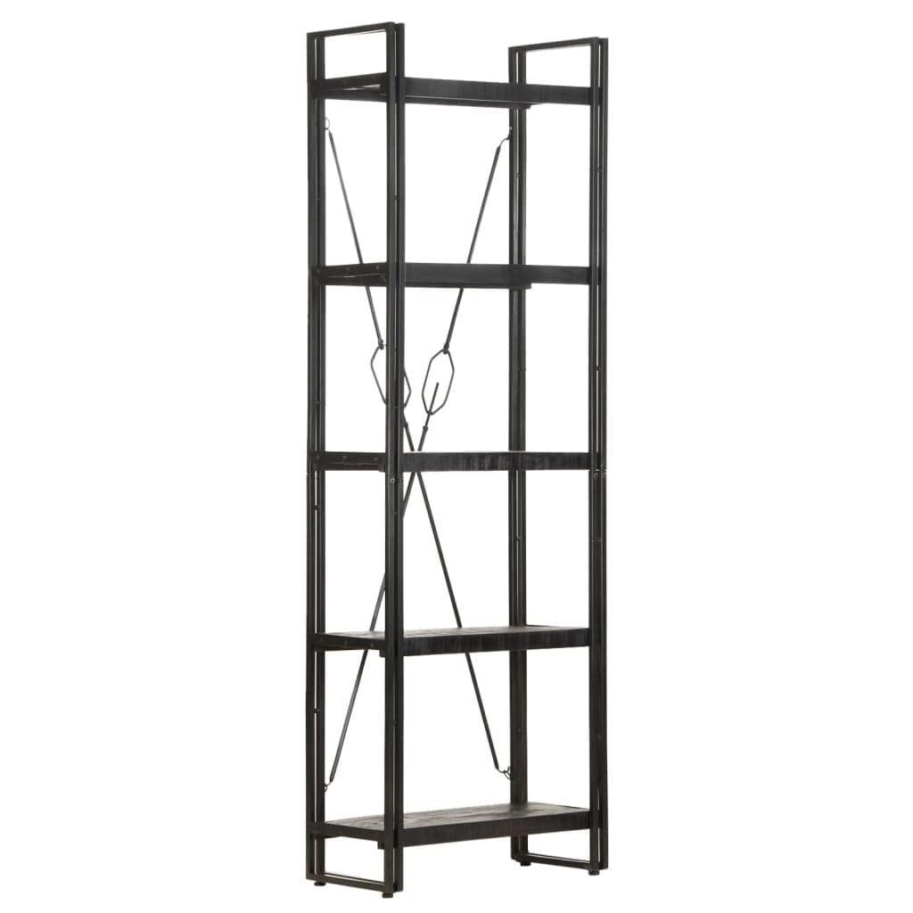 5-Tier Bookcase - Solid Mango Wood Bookshelf for Bedroom, Living Room & Office - 23.6