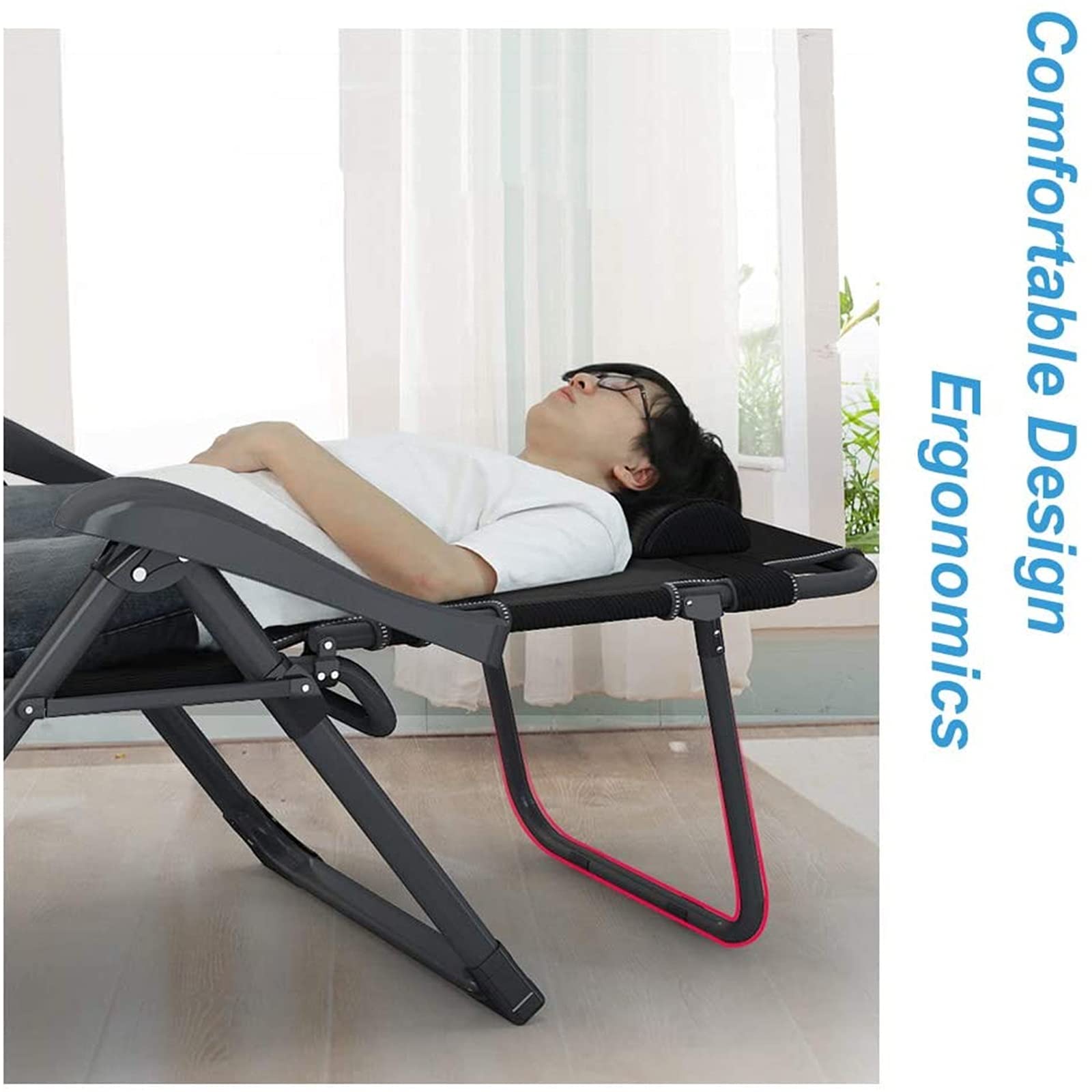 CHLDDHC Extra-Wide Foldable Sun Lounger with Footrest - Heavy Duty 330lbs Capacity Metal Deck Chair for Adults - Perfect for Poolside, Patio, Beach & Outdoor Relaxation