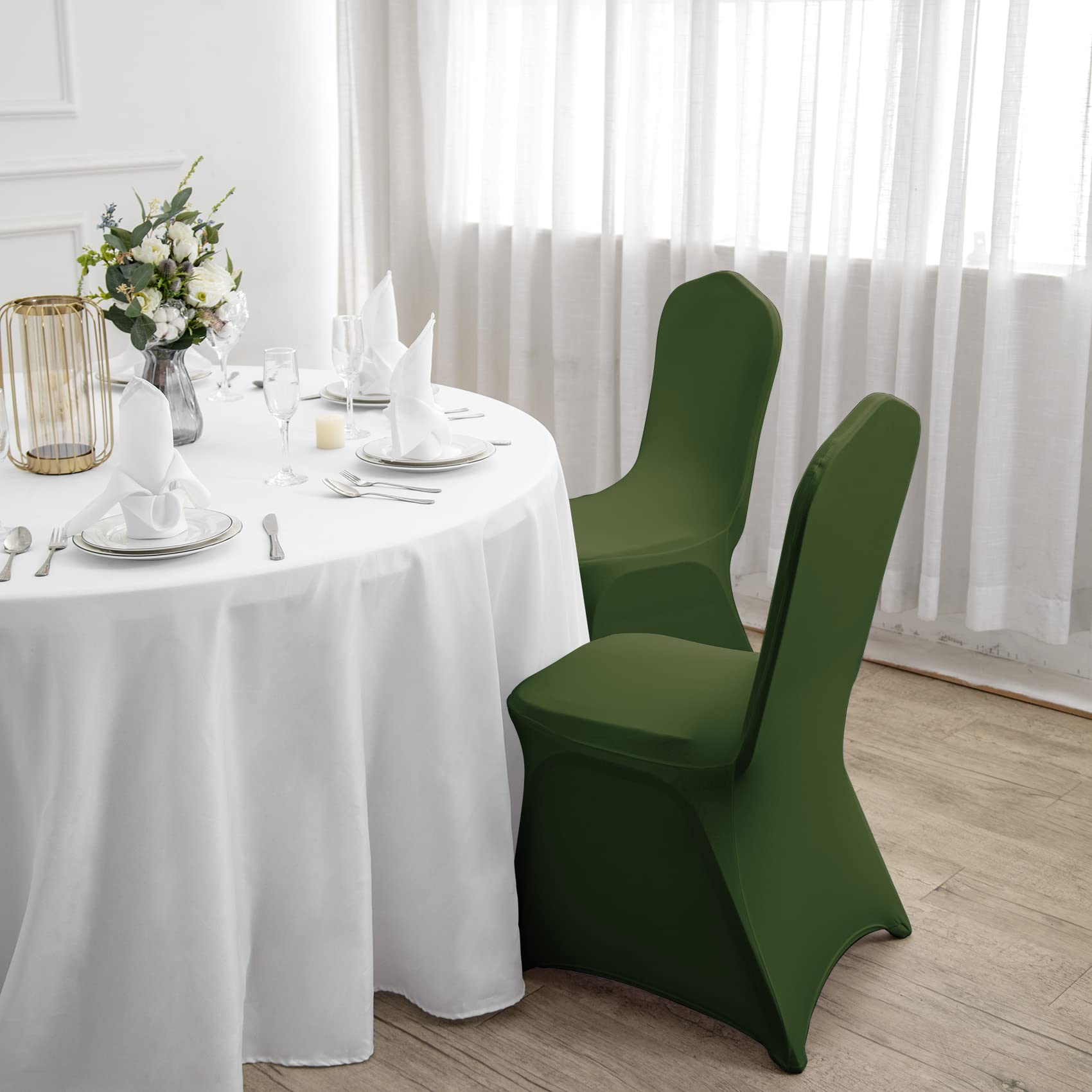 12PCS Spandex Stretch Chair Covers - Washable & Removable Slipcovers for Living Room, Party, Banquet, Wedding & Hotel Events (Willow Green) - Perfect for Home Decor, Event Styling & Furniture Protection