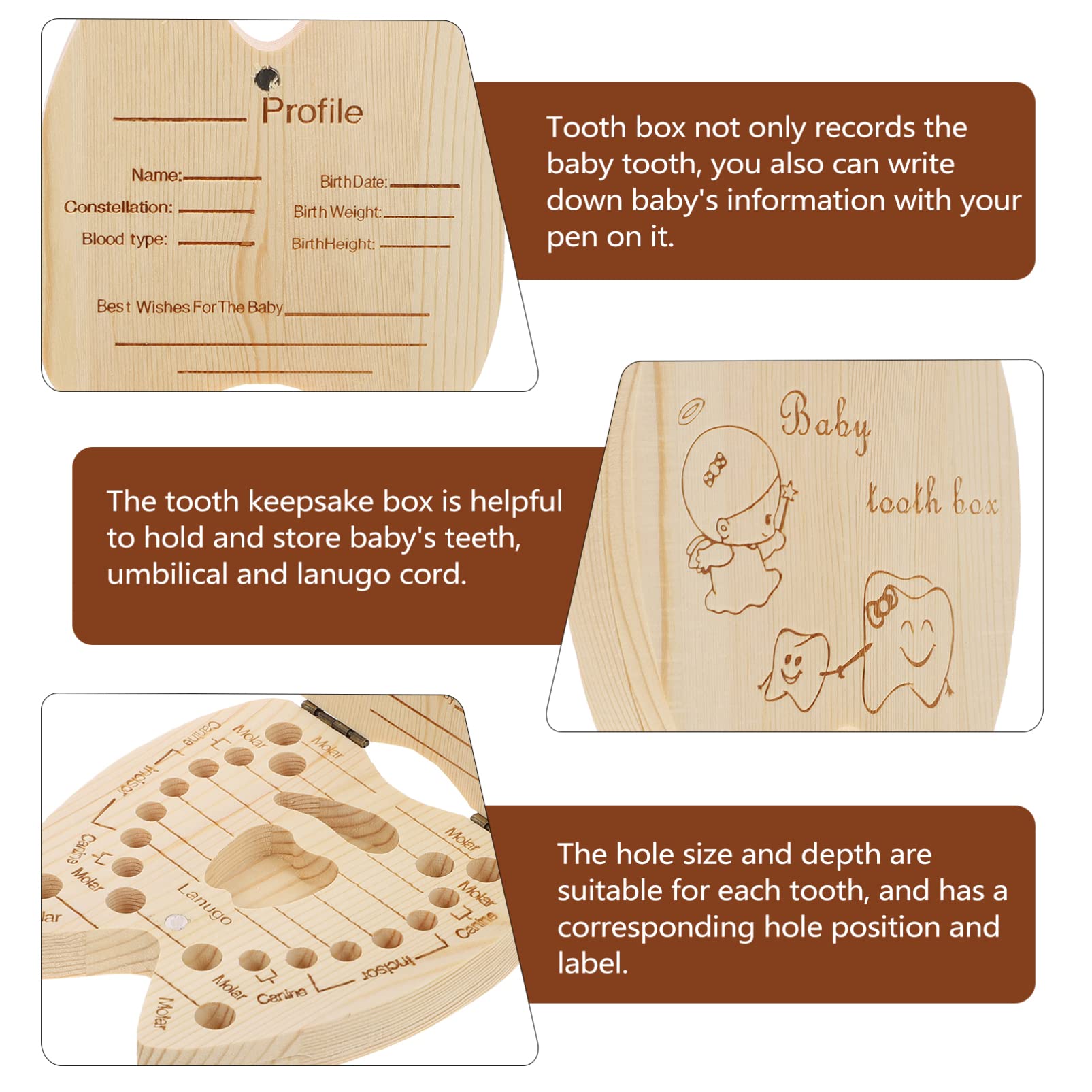 Toddmomy Kids Tooth Keepsake Box - Baby Tooth Holder for Lost Teeth, Memory Box for Children's First Teeth - Perfect for Tooth Fairy Gifts and Childhood Memorabilia Storage