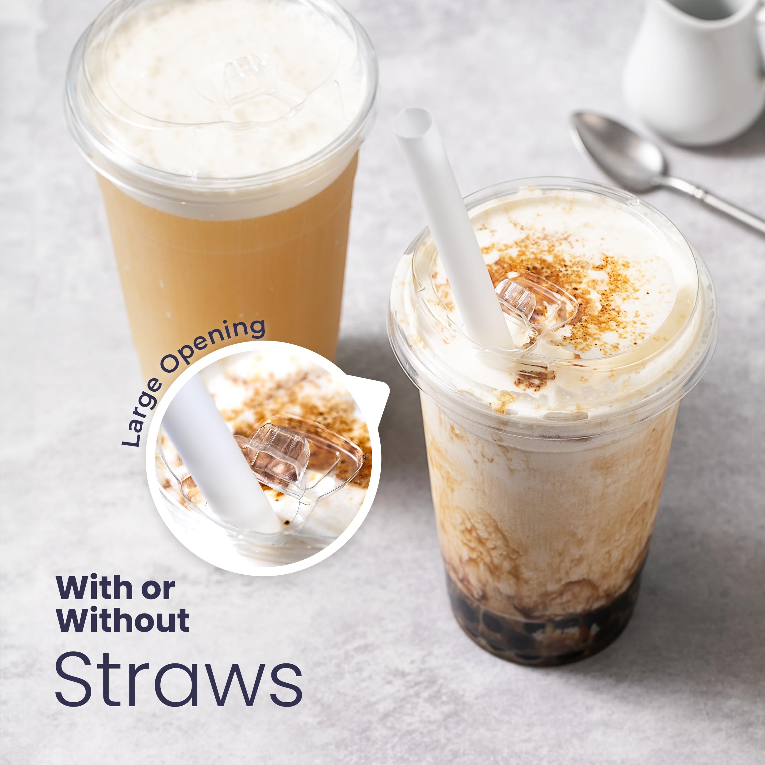 50 Pack 24 oz Clear Plastic Cups with Strawless Lids - Disposable Meal Prep & To-Go Cups for Iced Coffee, Smoothies, Soda, Bubble Tea | Perfect for Parties, Office Drinks, and Cold Beverages at Home