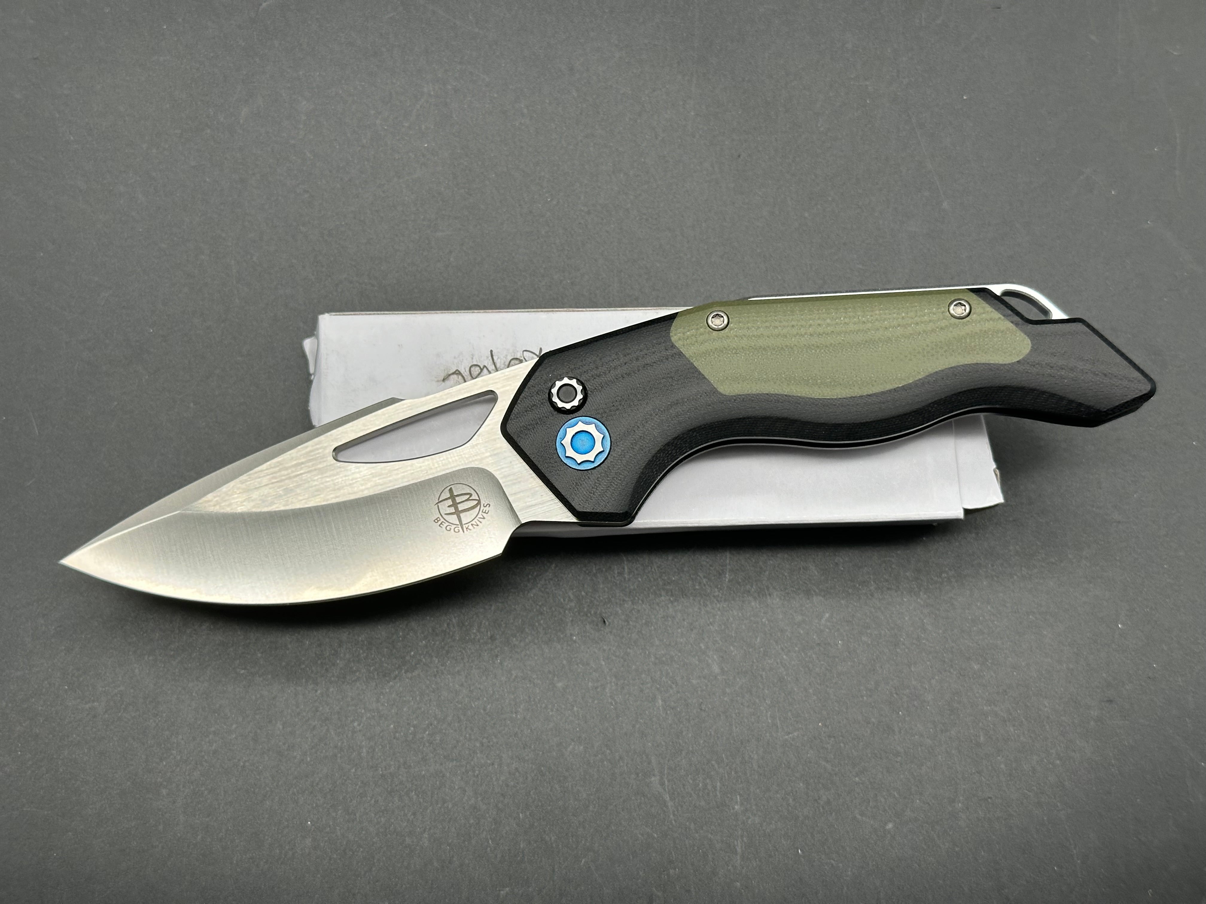 BEGG KNIVES Galaxy Green/Black G10 Handle Satin VG-10 Folding Pocket Knife - EDC, Camping, Hiking & Outdoor Survival Tool