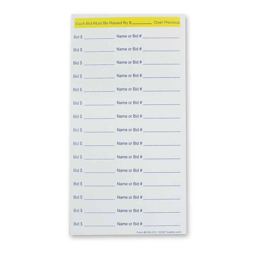 Silent Auction Bid Sheets - 4.25