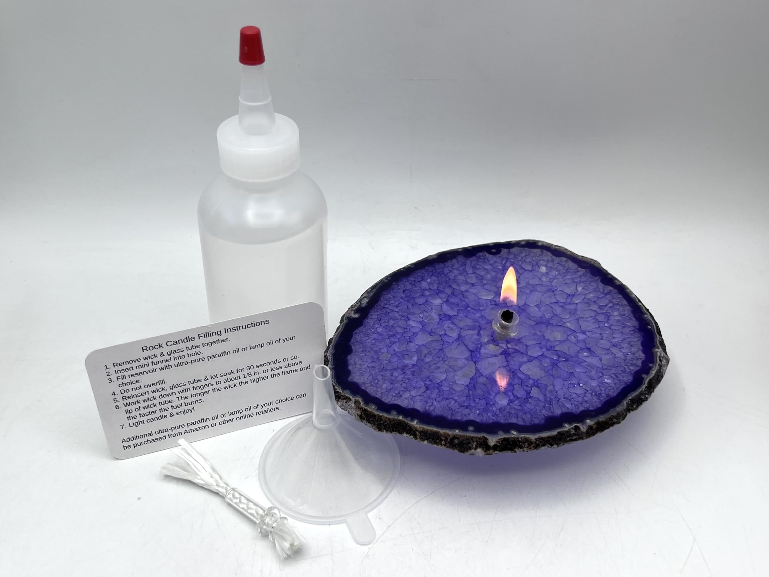 Handmade Purple Agate Oil Candle Lamp - 4.5