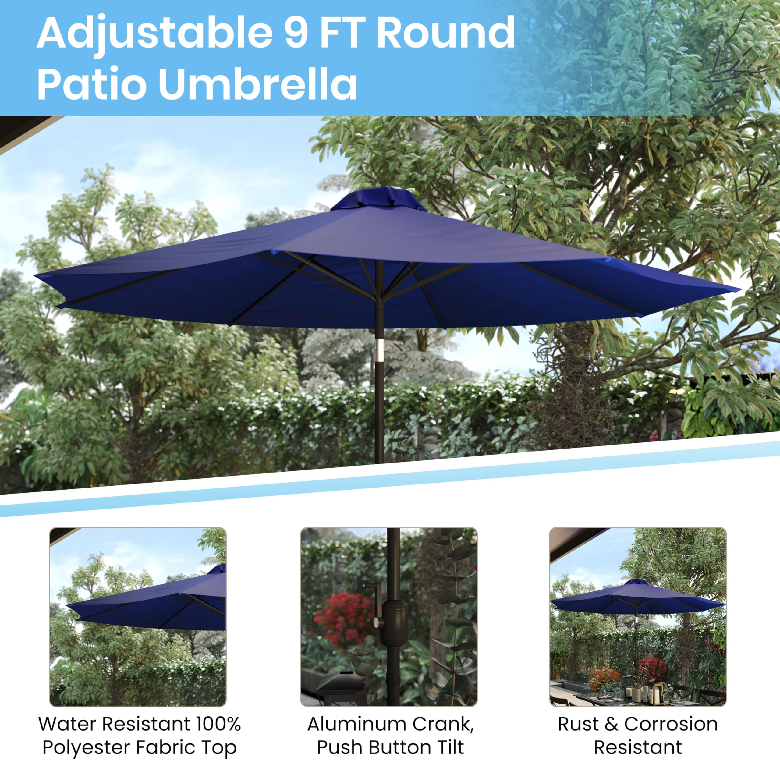 Flash Furniture Lark 3-Piece Outdoor Patio Dining Set - 30