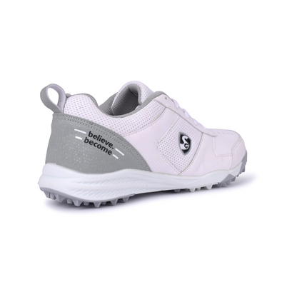 SG Fusion Cricket Shoes for Men - Lightweight & Breathable Grey/White Sports Shoes - Perfect for Cricket Matches & Training Sessions