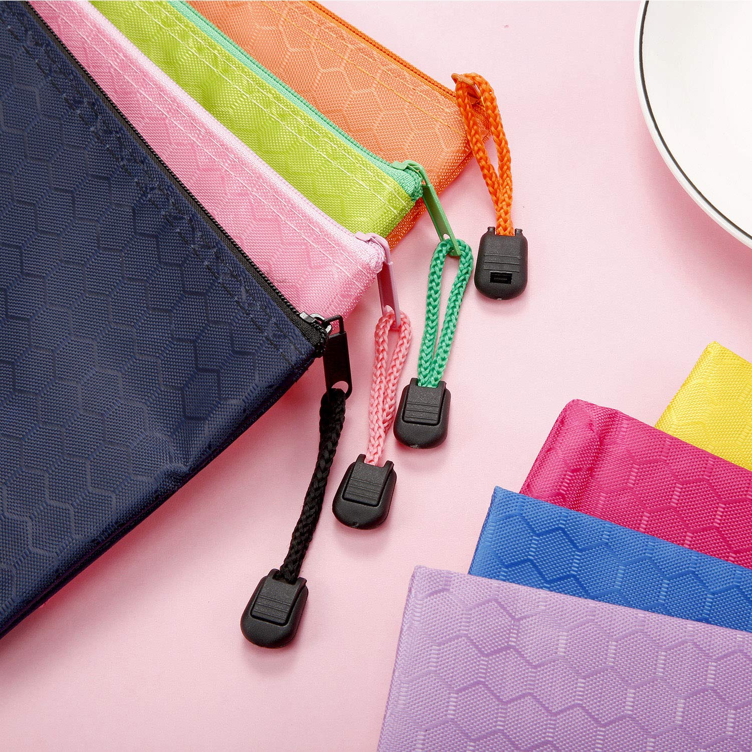 JOVITEC 12-Piece Waterproof Zipper Pencil Pouch Set - Multi-Purpose Cosmetic Makeup Bag, Office School Supplies Organizer & Travel Accessories Storage - Perfect for Students, Professionals & Travelers