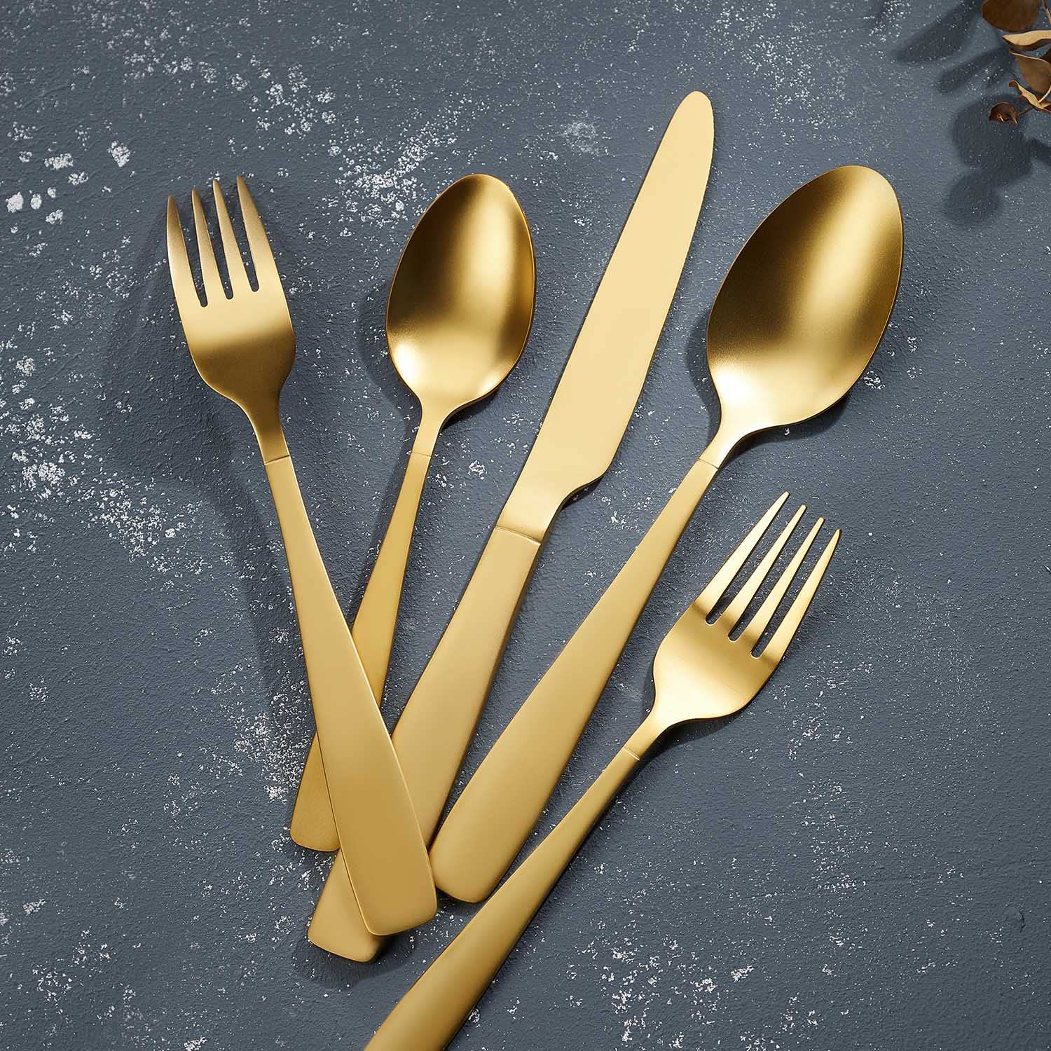 Matte Gold Flatware Set for 4 (20-Piece) - 18/10 Stainless Steel Silverware with Satin Finish - Elegant Kitchen Utensils - Dishwasher Safe - Perfect for Dinner Parties, Weddings & Everyday Dining