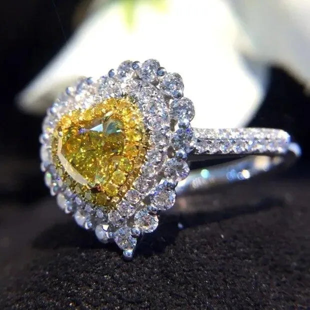 18K Gold Diamond Ring for Women - Natural Gemstone Engagement Wedding Band - Elegant Classic Fine Jewelry Gift for Anniversary, Valentine's Day & Special Occasions