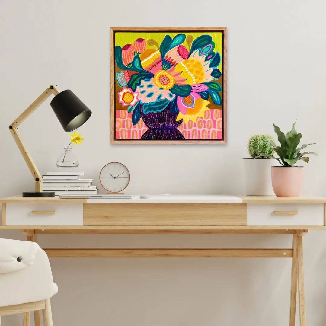 Floral Fantasia Original Handmade Painting - Vibrant Floral Artwork for Home Decor, Living Room, Bedroom & Office Wall Art