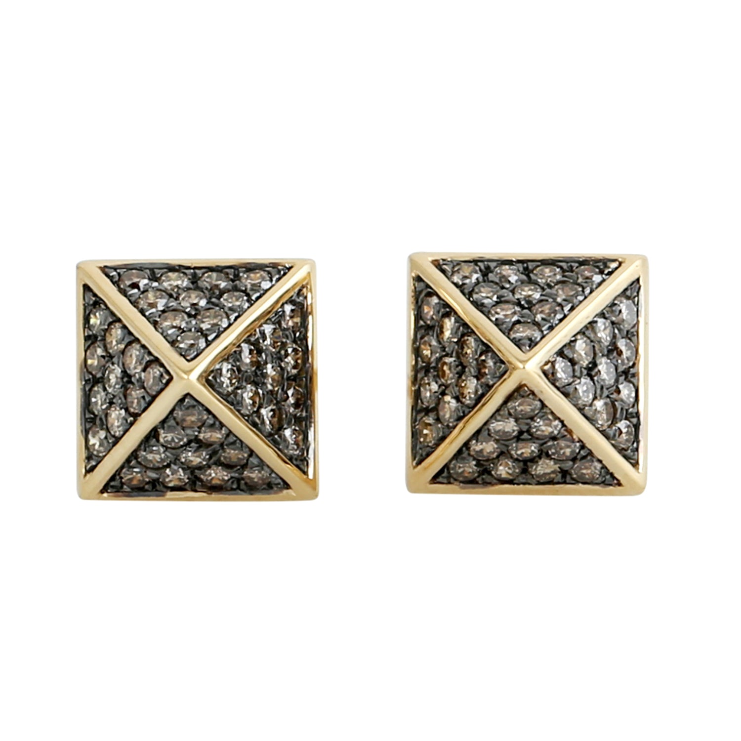 18K Yellow Gold Pave Natural Diamond Spike Stud Earrings for Women - Elegant Gift for Anniversary, Birthday & Special Occasions