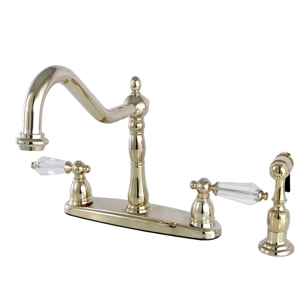 Kingston Brass KB1755WLLBS Wilshire Centerset Kitchen Faucet - Modern Single Handle Pull-Down Sprayer in White for Easy Cooking & Dishwashing