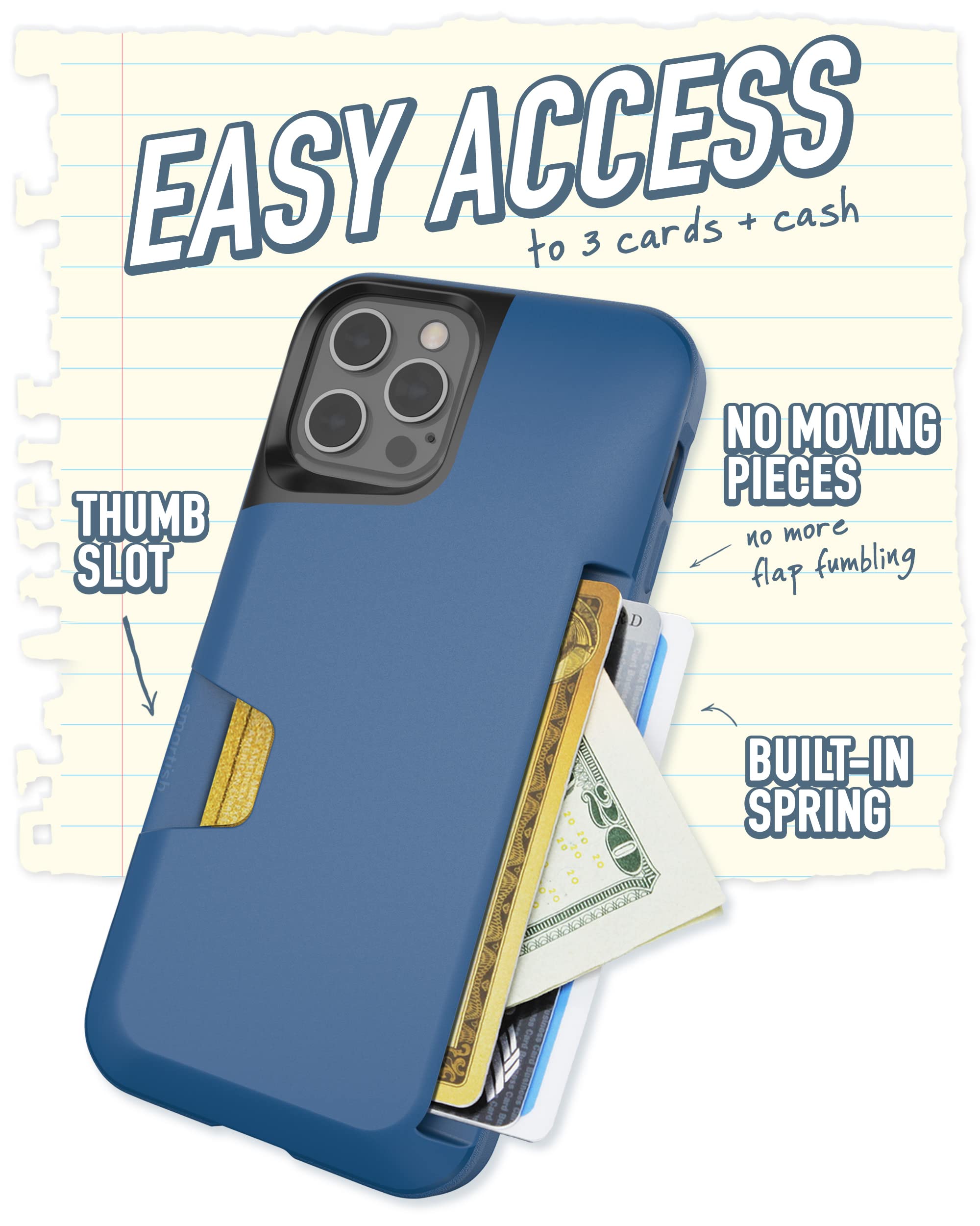 Smartish iPhone 12/12 Pro Slim Protective Wallet Case with Credit Card Holder - Wallet Slayer Vol.1 Silk Cover (Blues on The Green) | Perfect for Everyday Use, Travel & Secure Card Storage