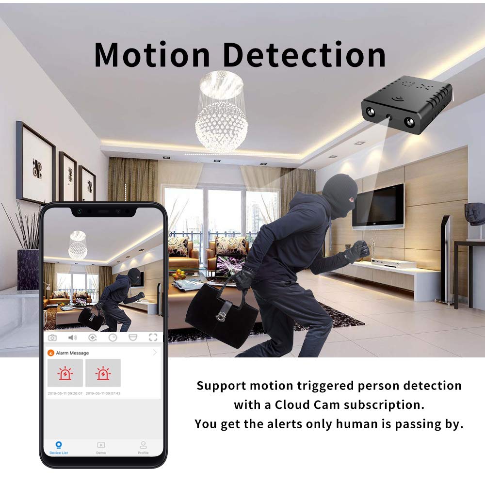 Smallest WiFi Spy Hidden Camera - Mini Wireless HD Indoor Security Camera with Motion Detection, Night Vision & Cloud Storage for iPhone, Android, iPad, PC | Perfect for Home Monitoring, Baby/Nanny Cam & Office Surveillance