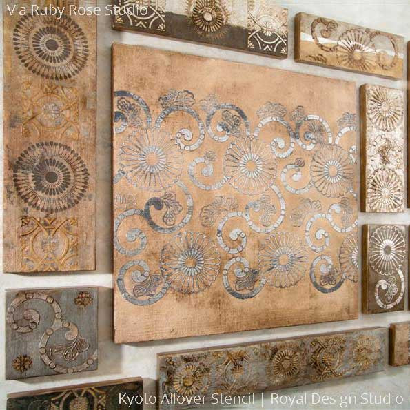 Kyoto Allover Flower Wall Stencil - DIY Home Decor Painting Template for Bedroom, Nursery & Living Room Wall Art Projects