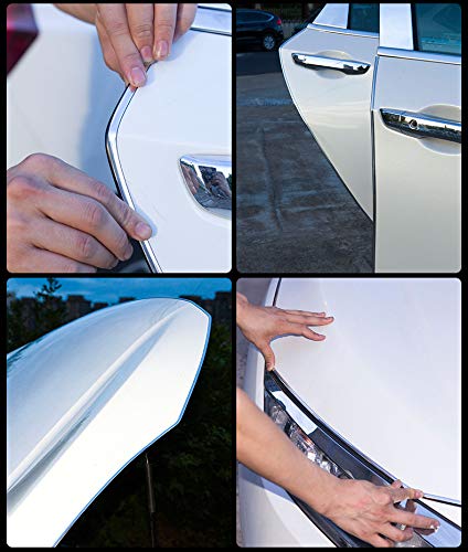 Universal Fit 19Ft (6M) Rubber U-Shape Car Door Edge Guards - Electroplated Silver Trim for Door Edge Protection | Perfect for SUVs, Sedans & Trucks to Prevent Scratches & Dings