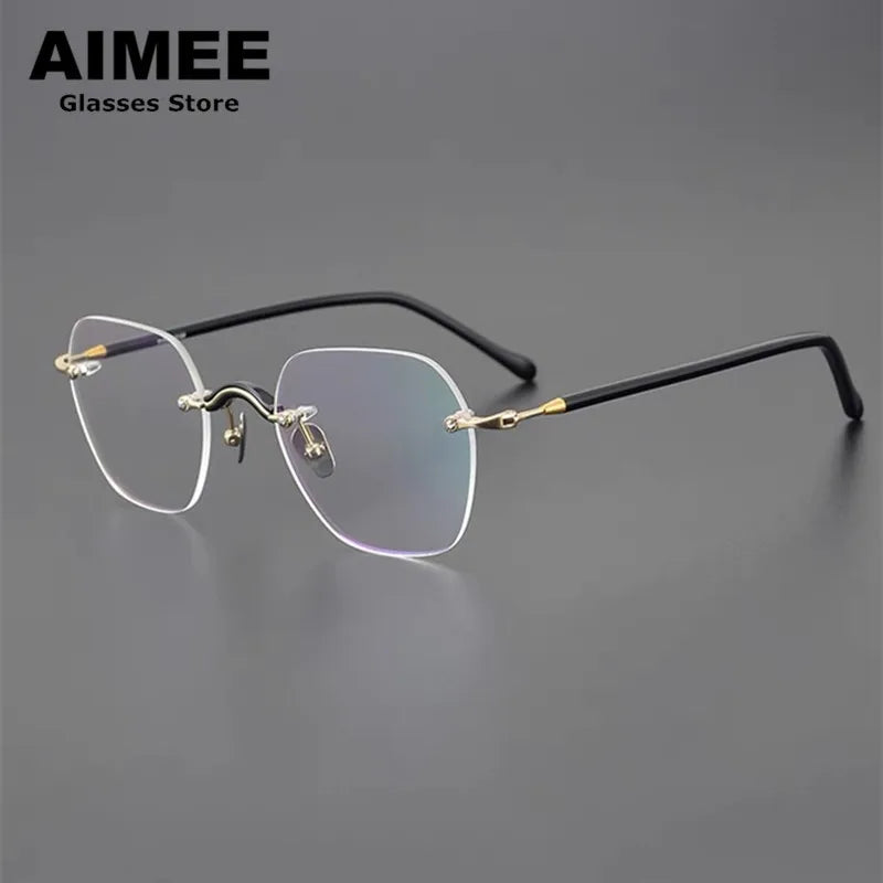 Aimee Women's Rimless Flat Top Square Titanium Eyeglasses Frame 7122 - Lightweight & Durable for Office, Reading & Everyday Wear