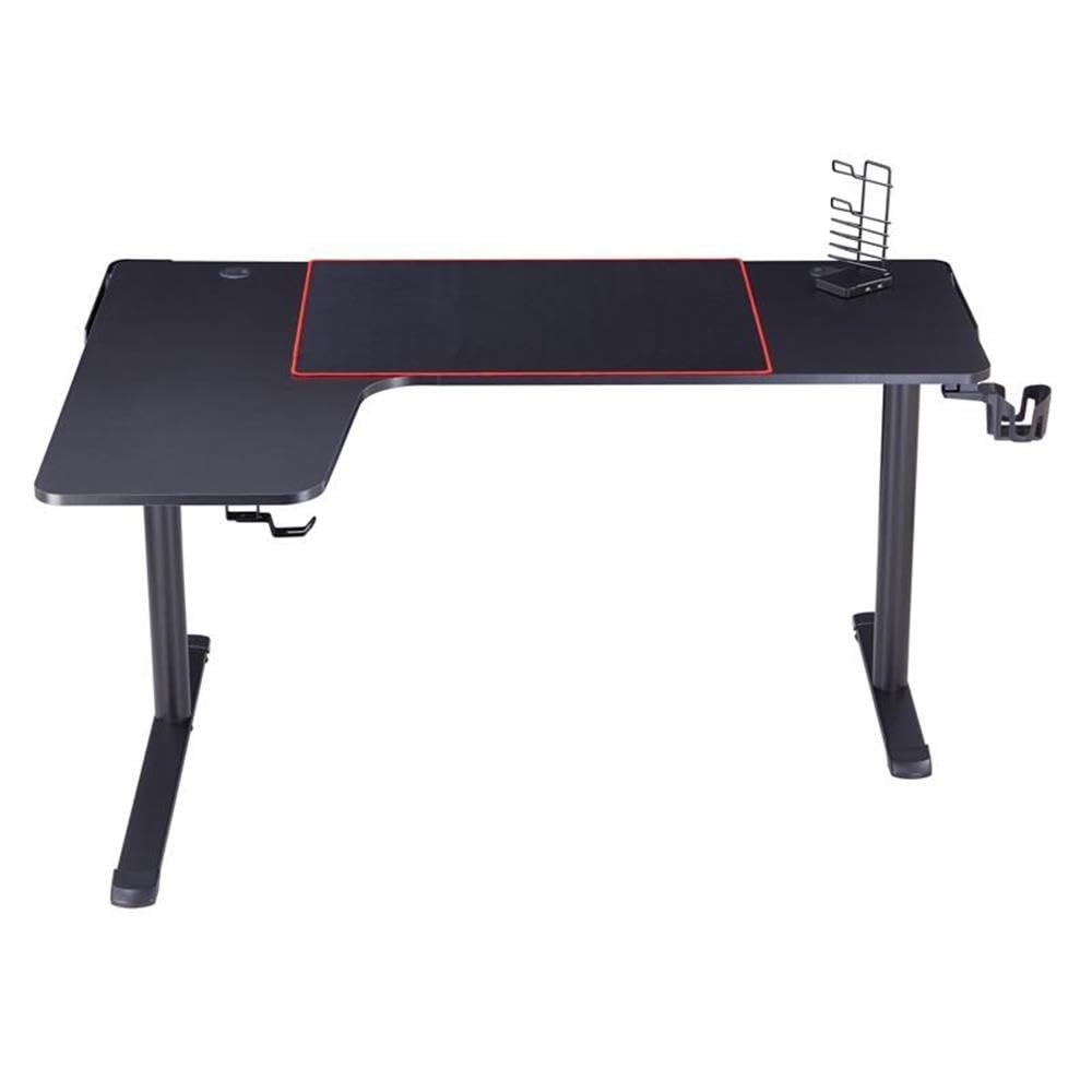 UrbanPro Modern Metal Gaming Desk with Built-in USB Outlets & Power Strip - Black Ergonomic Computer Desk for Home Office & Gaming Setup