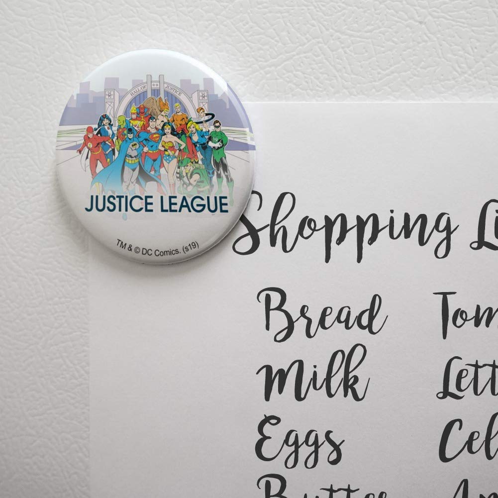 Justice League Hall of Justice Refrigerator Magnet - Superhero Fridge Button for DC Comics Fans - Perfect for Kitchen, Office & Dorm Room Decor