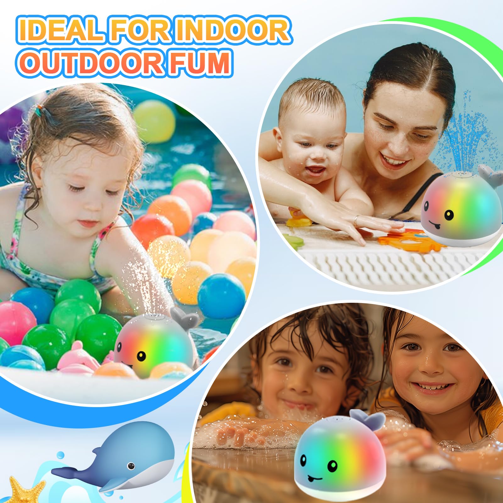 ZhenDuo Light Up Bath Toys for Babies & Toddlers - Water Spray & Sprinkler Bathtub Toys for Boys & Girls - Fun Pool & Bathroom Sensory Play - Perfect Christmas Gift for Infants & Kids