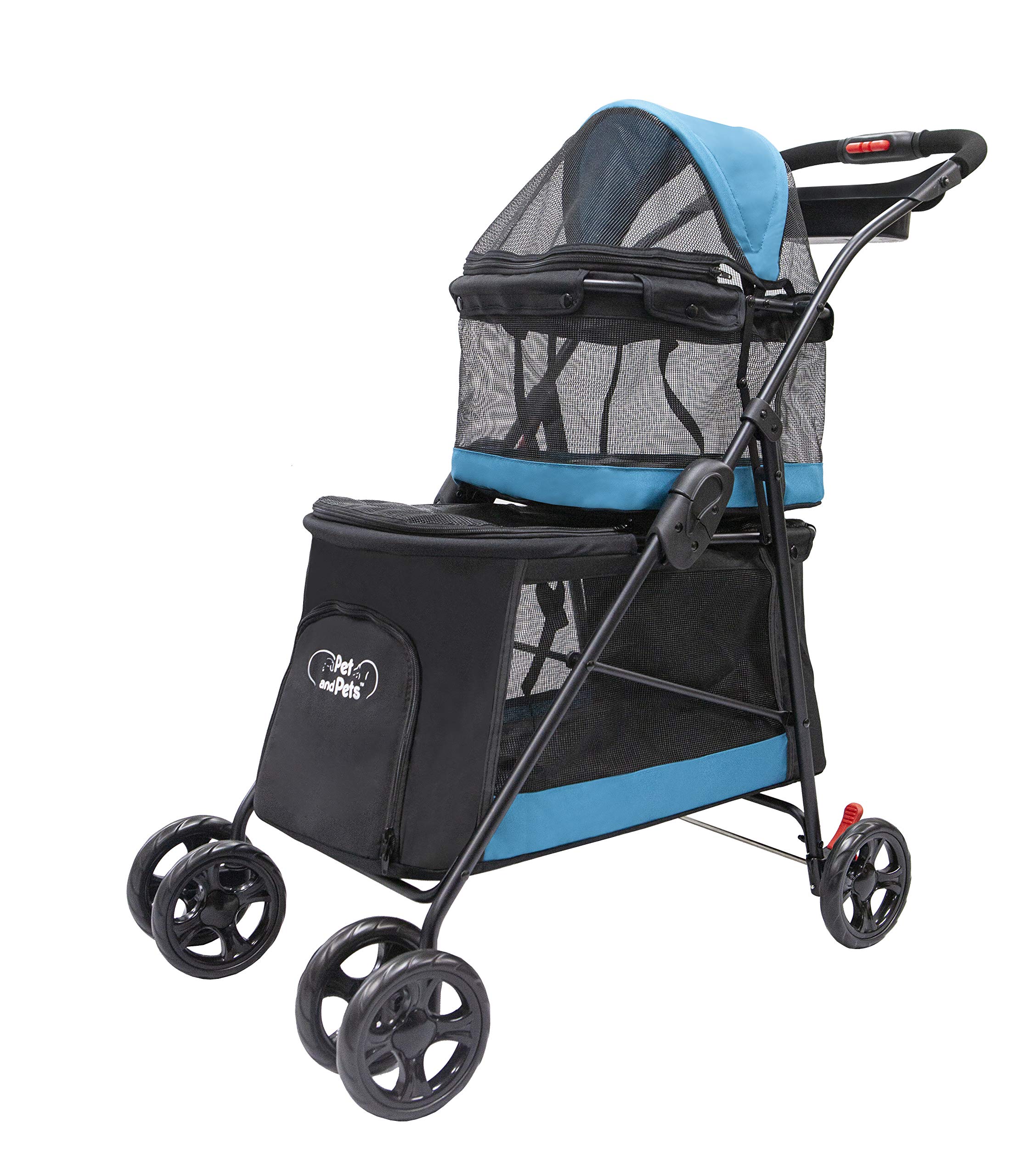 PETIQUE Double Decker Pet Stroller - 11.53lb Teal for Small Dogs & Cats