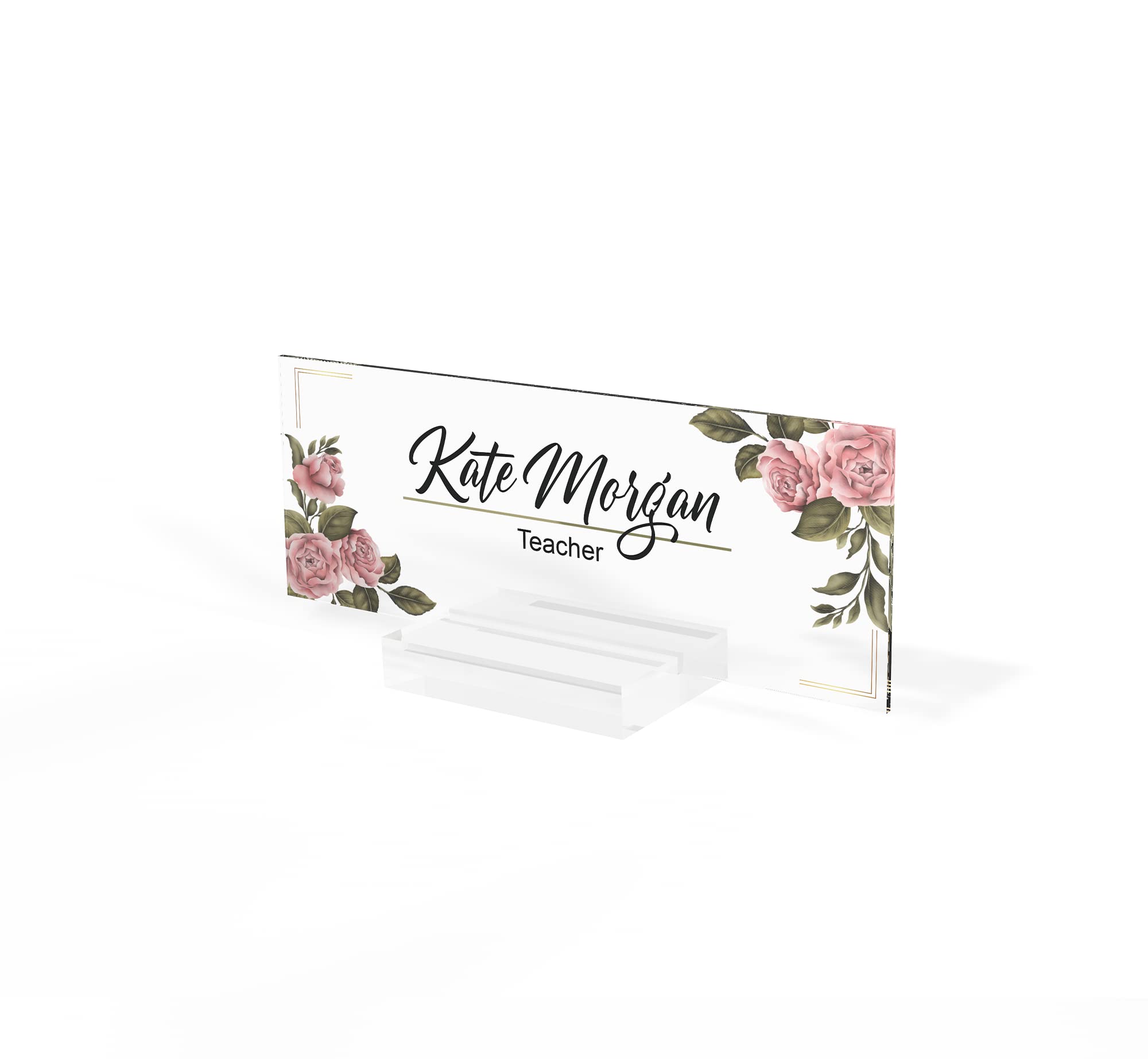 Custom Acrylic Name Plate Plaque - Personalized Office Desk Sign for Managers, Teachers & Professionals | Engraved Nameplate for Office Decor, Gift Ideas & Workspace Organization (Design-13)