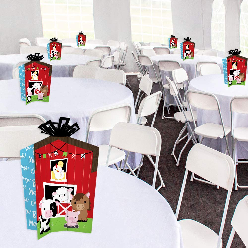 Big Dot of Happiness Farm Animals Table Decorations - 10-Piece Barnyard Baby Shower & Birthday Party Centerpieces (Fold & Flare Design) - Perfect for Farm-Themed Events, Nursery Decor, and Country-Style Celebrations