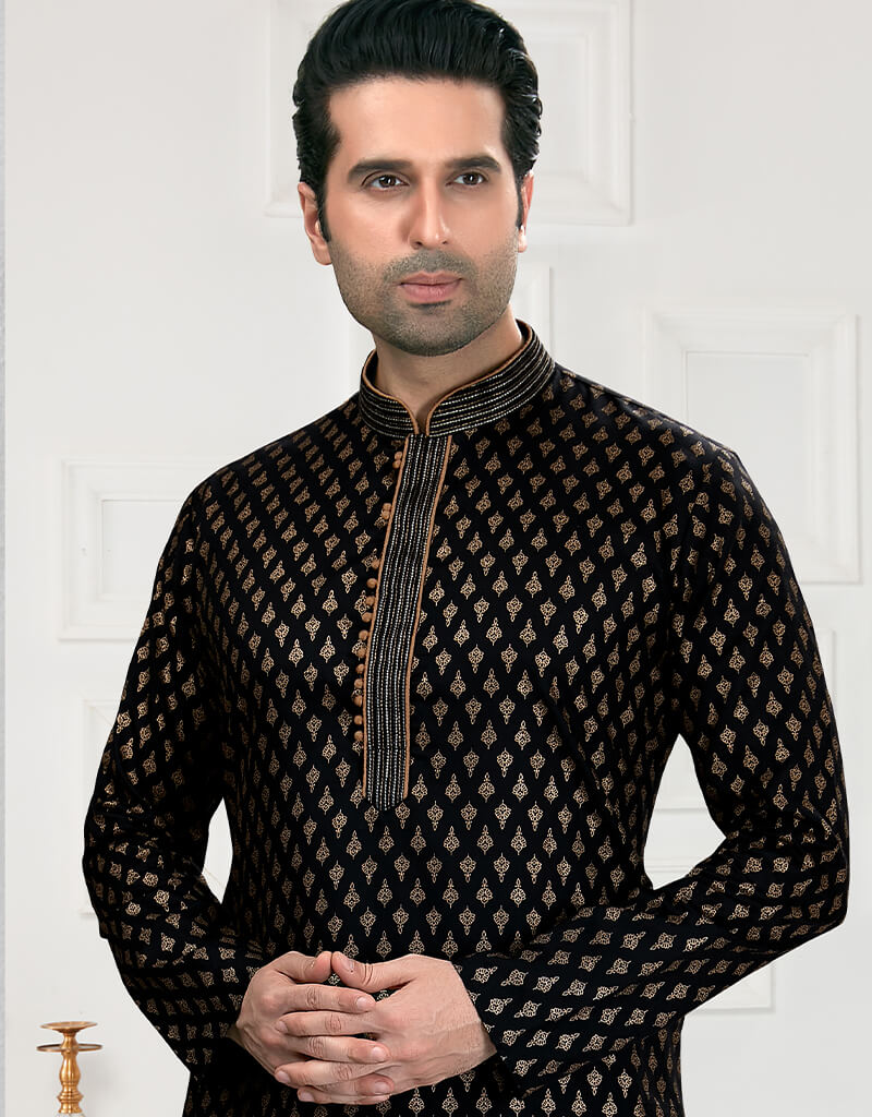 Stylish Black Cotton Printed Kurta with Churidar - Elegant Indian Ethnic Wear for Women, Perfect for Festivals, Weddings & Casual Outings