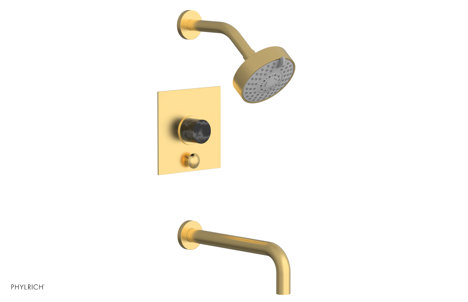 BASIC II 10 Pressure Balance Tub and Shower Faucet Set - Black Marble Finish - 230S 28 10 - Perfect for Modern Bathroom Renovations & Spa-Like Showers