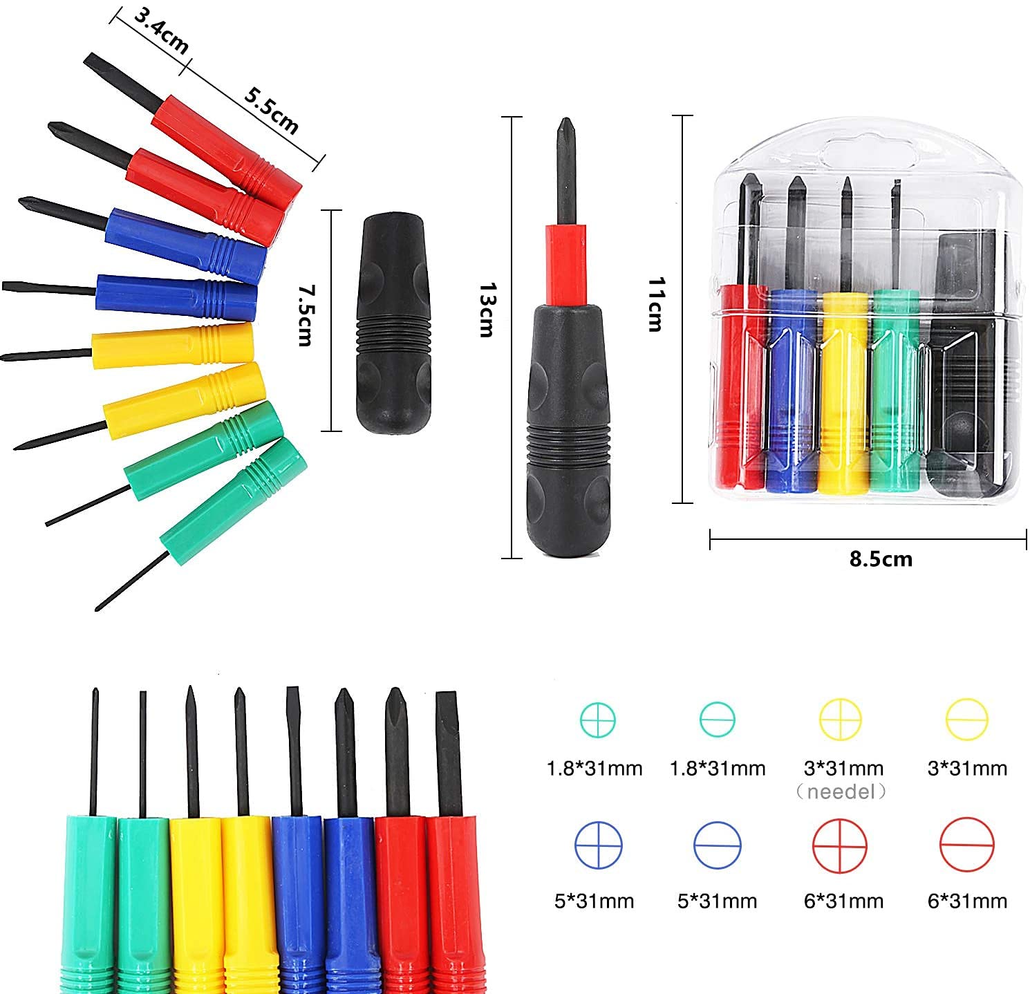 8-in-1 Magnetic Mini Screwdriver Set with Phillips & Slotted Tips - Precision Repair Tool for Electronics, MacBook, iPhone, iPad, Watch, Eyeglasses & Tablets - Perfect for DIY Fixes & Small Device Maintenance